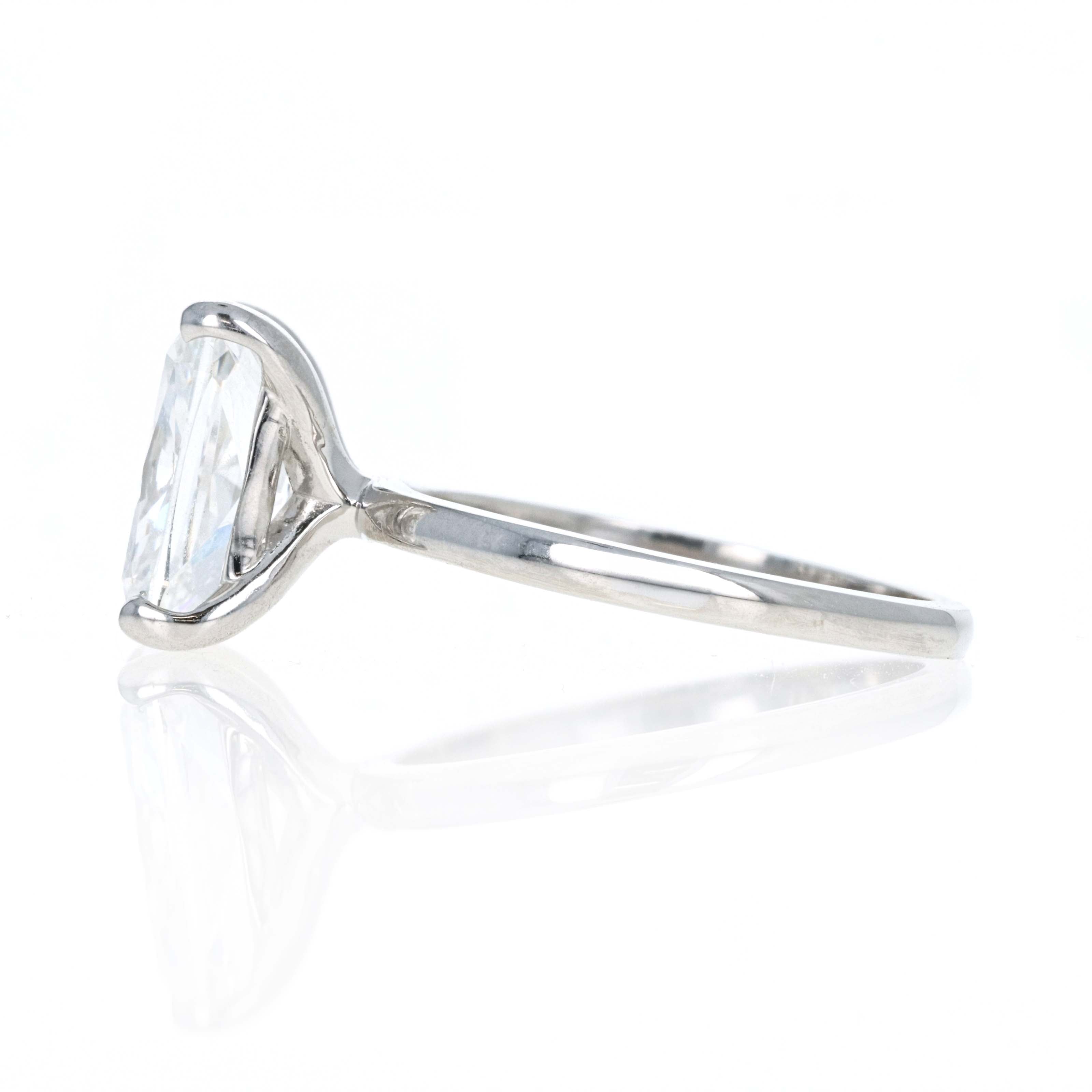 Lab Grown 4.09 Carat Cushion Diamond Solitaire Engagement Ring 14K White Gold - Queen May