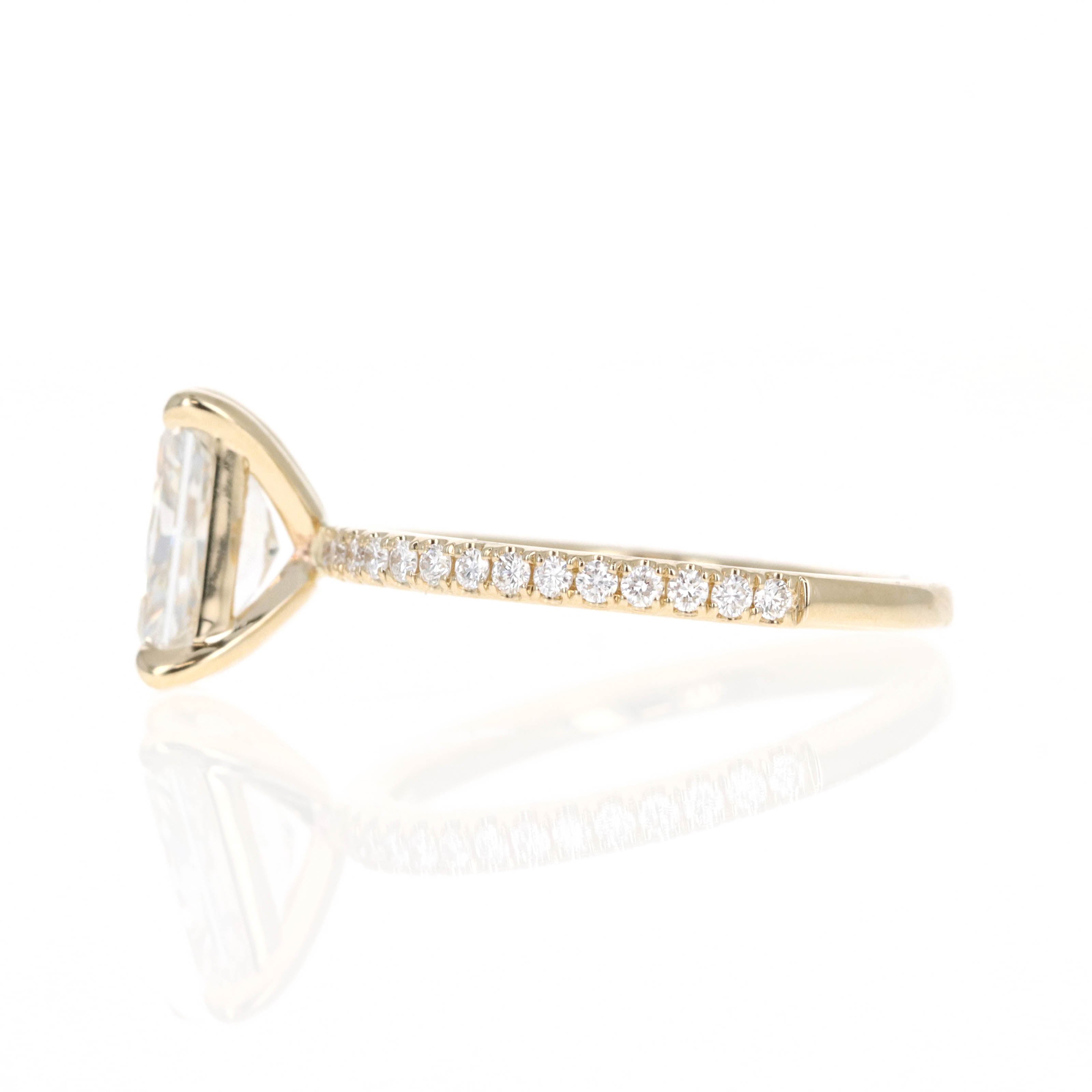 Lab Grown 14K Yellow Gold 2 Carat Radiant Diamond Accented Engagement Ring - Queen May
