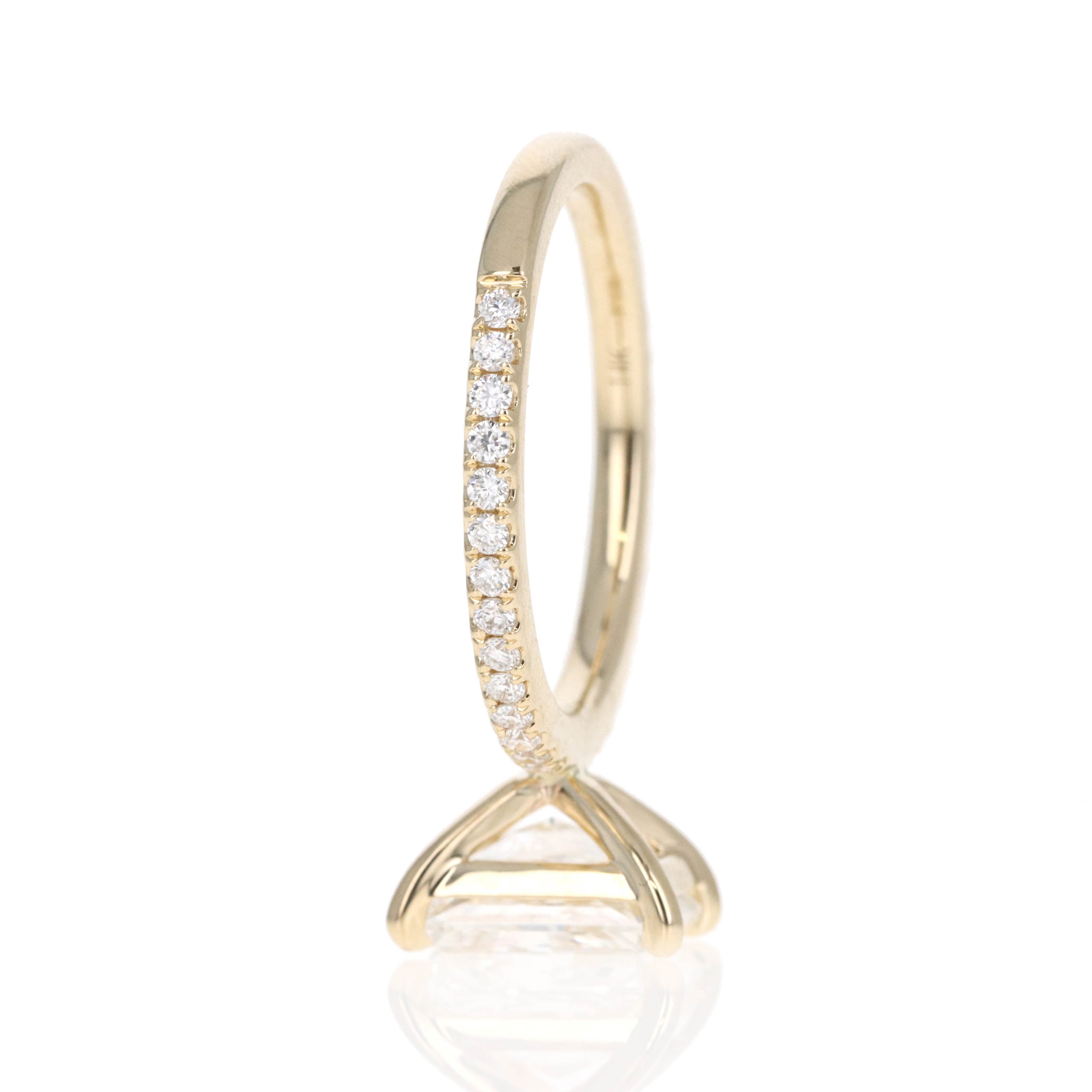 Lab Grown 14K Yellow Gold 2 Carat Radiant Diamond Accented Engagement Ring - Queen May