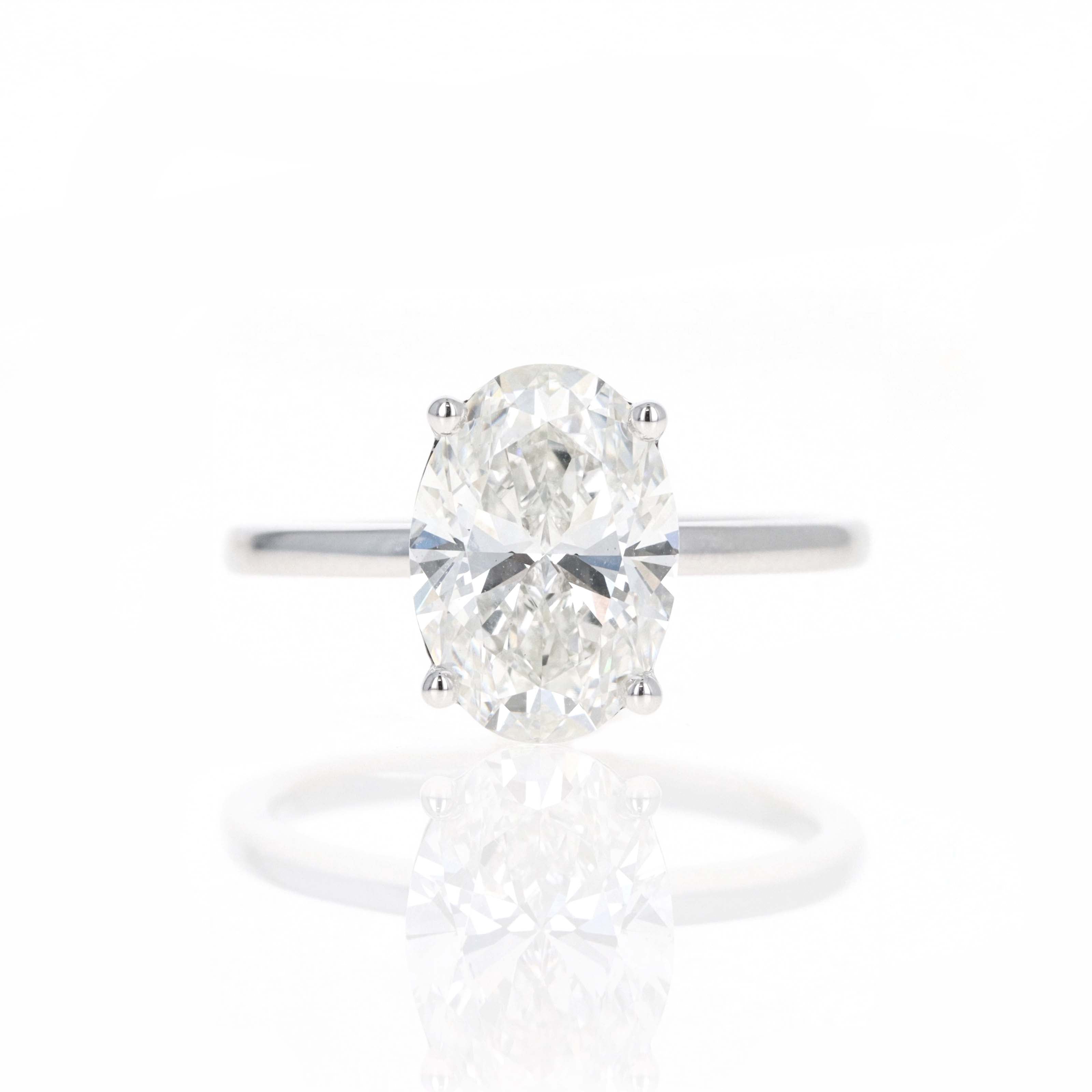 Lab Grown 3 Carat Oval Diamond Solitaire Engagement Ring - Queen May