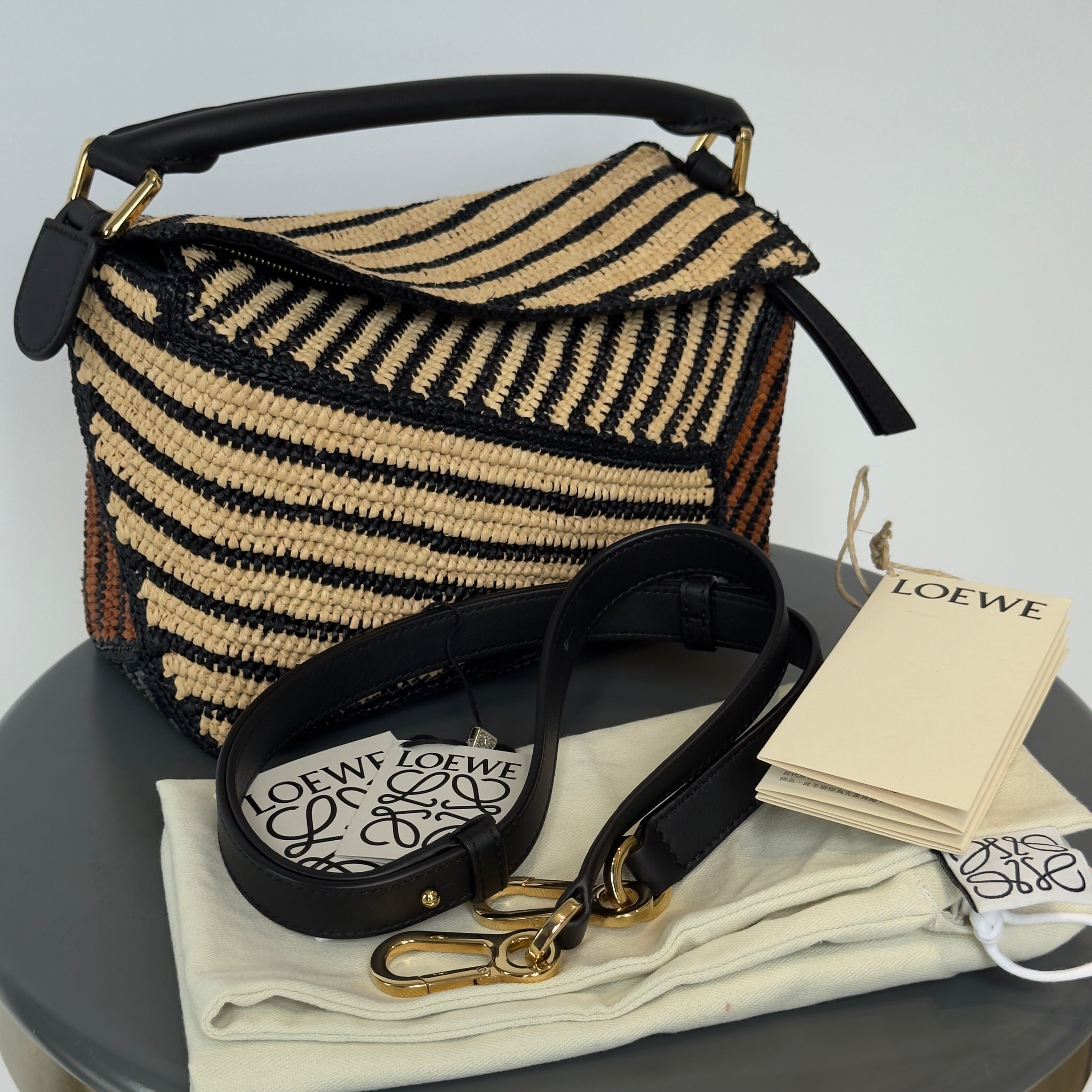 Loewe x Paula's Ibiza Raffia Honey Gold Puzzle Bag Large