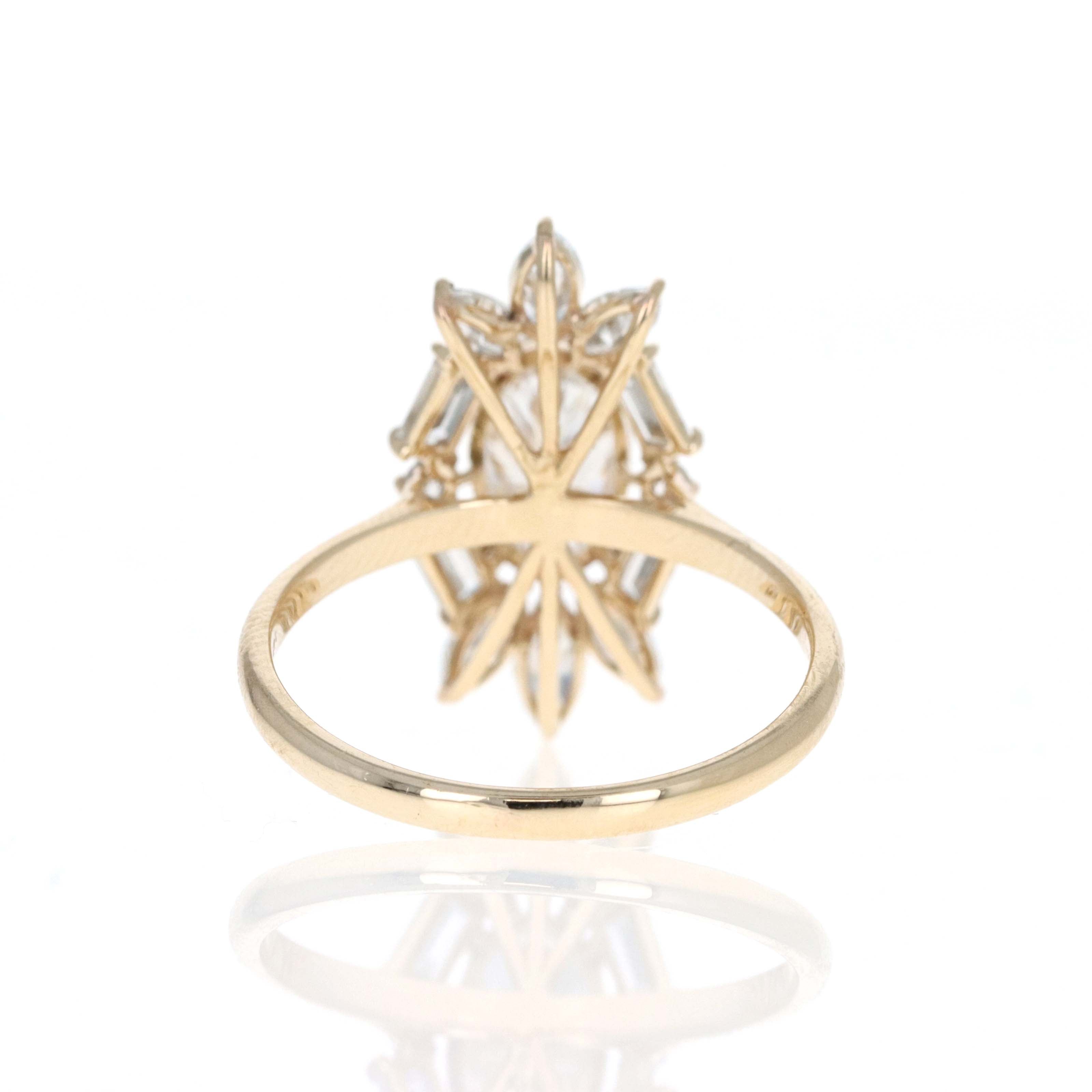 Lab Grown 1.5 Carat Oval Diamond Accented Halo Fan Engagement Ring - Queen May