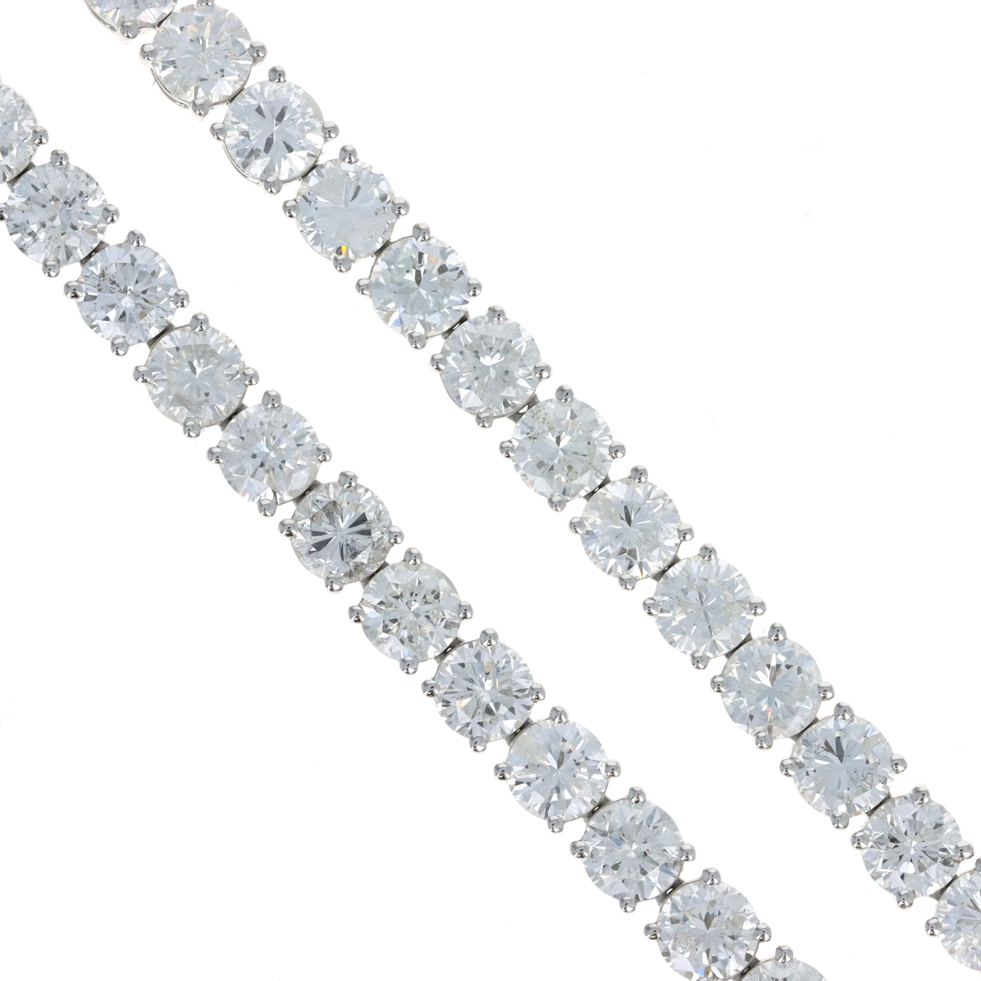 Platinum 29.41 Carat Round Diamond Tennis Necklace - Queen May