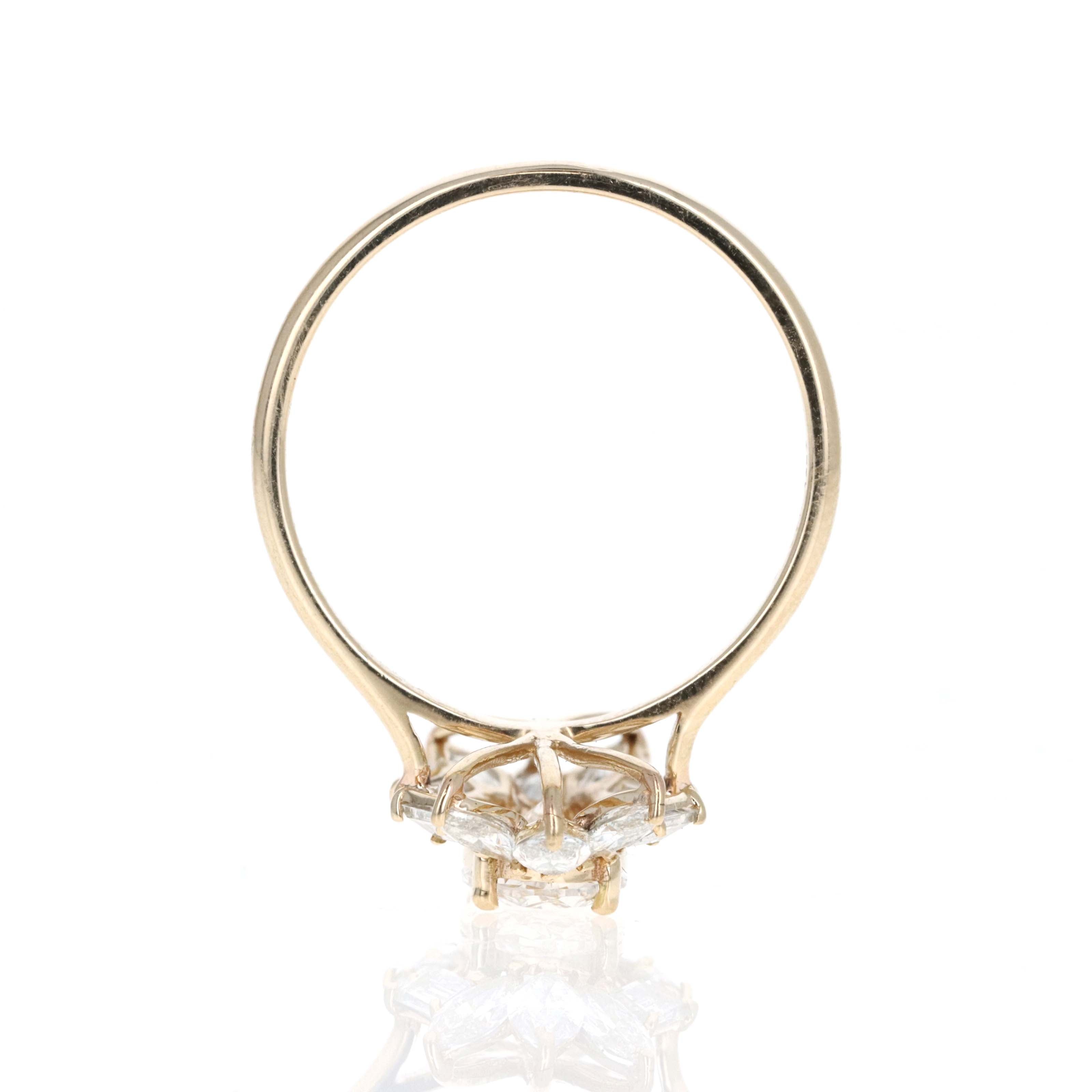 Lab Grown 1.5 Carat Oval Diamond Accented Halo Fan Engagement Ring - Queen May