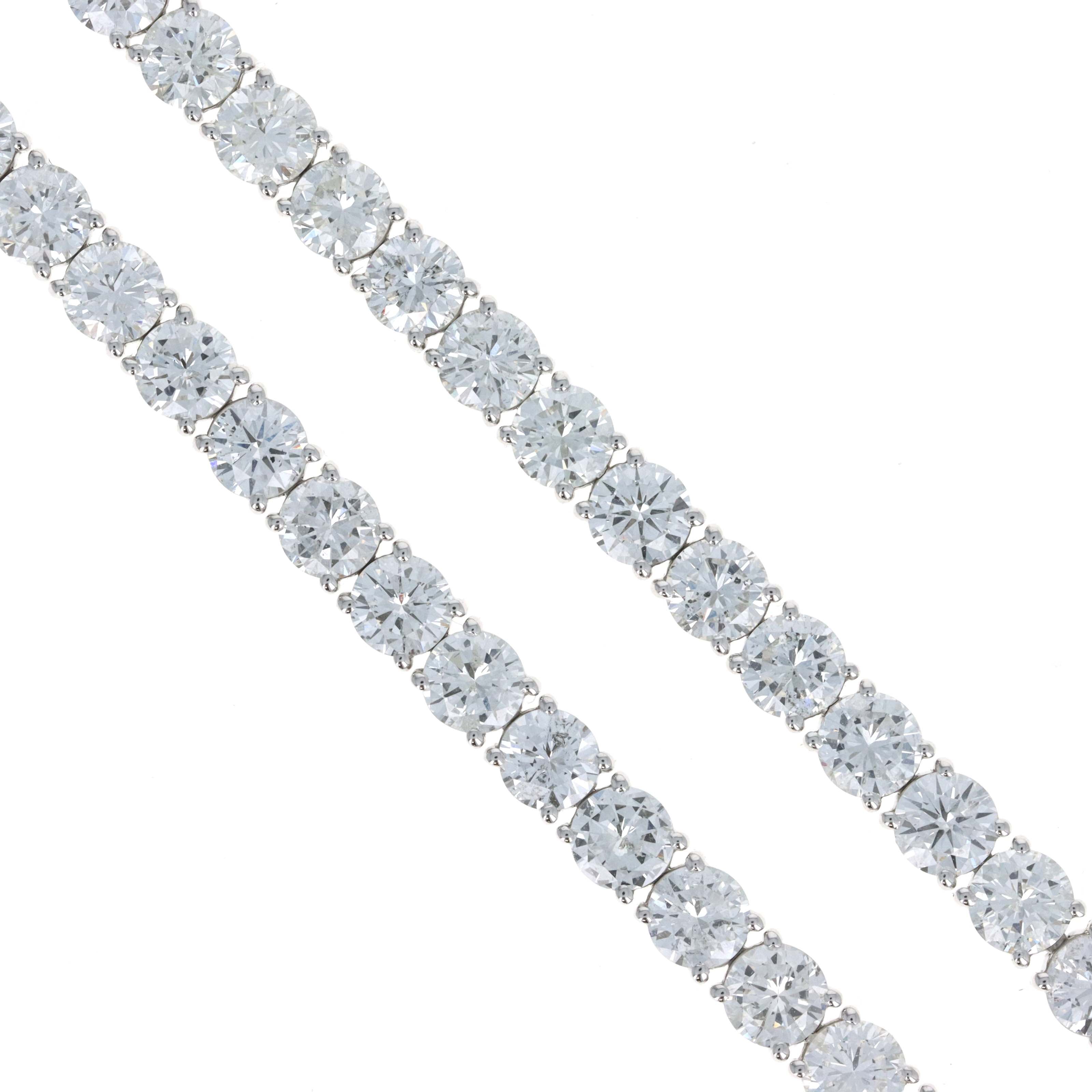 Platinum 24.96 Carat Round Diamond Tennis Necklace - Queen May