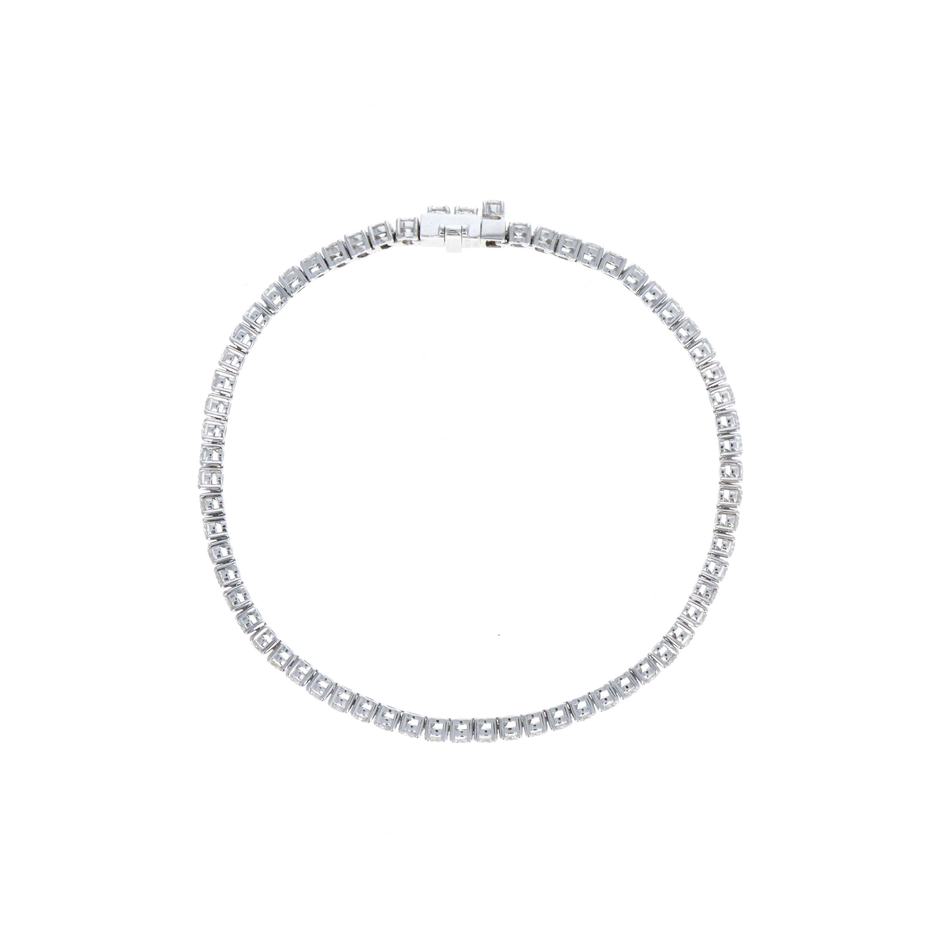 Platinum 4.13 Carat Round Brilliant Diamond Tennis Bracelet - Queen May