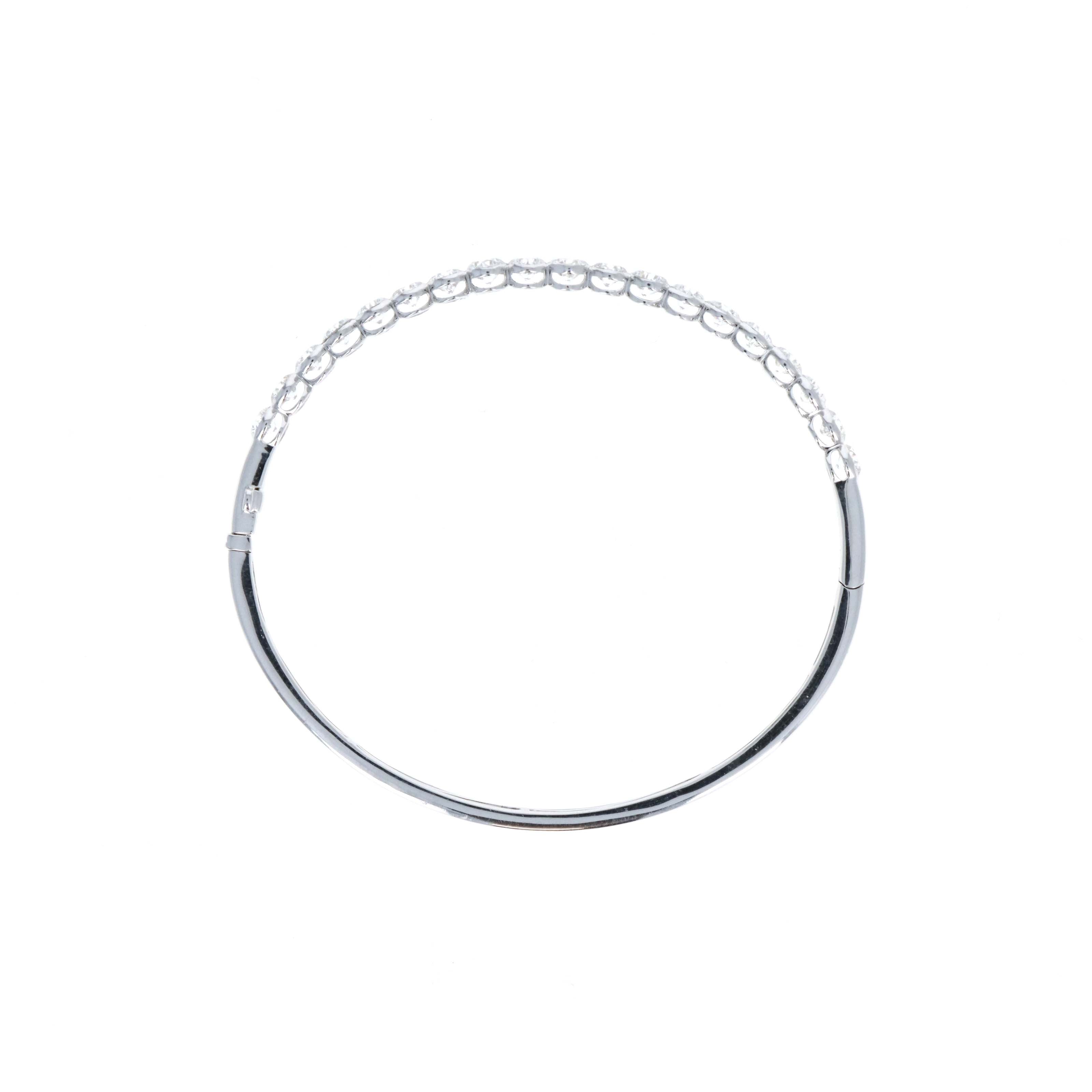 Lab Grown 10K White Gold 5 Carat Total Weight Round Brilliant Diamond Bangle - Queen May