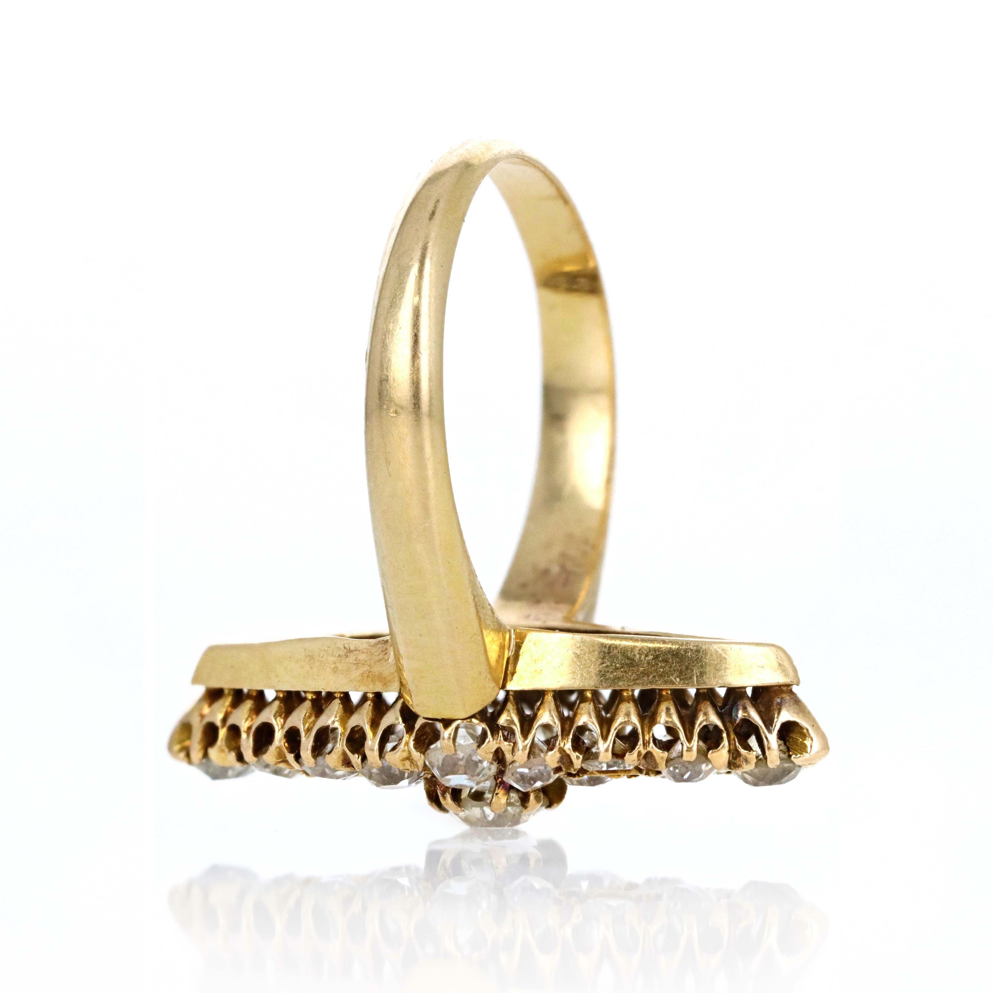 Victorian 18K Yellow Gold 1.5 Carat Old European Diamond Navette Ring