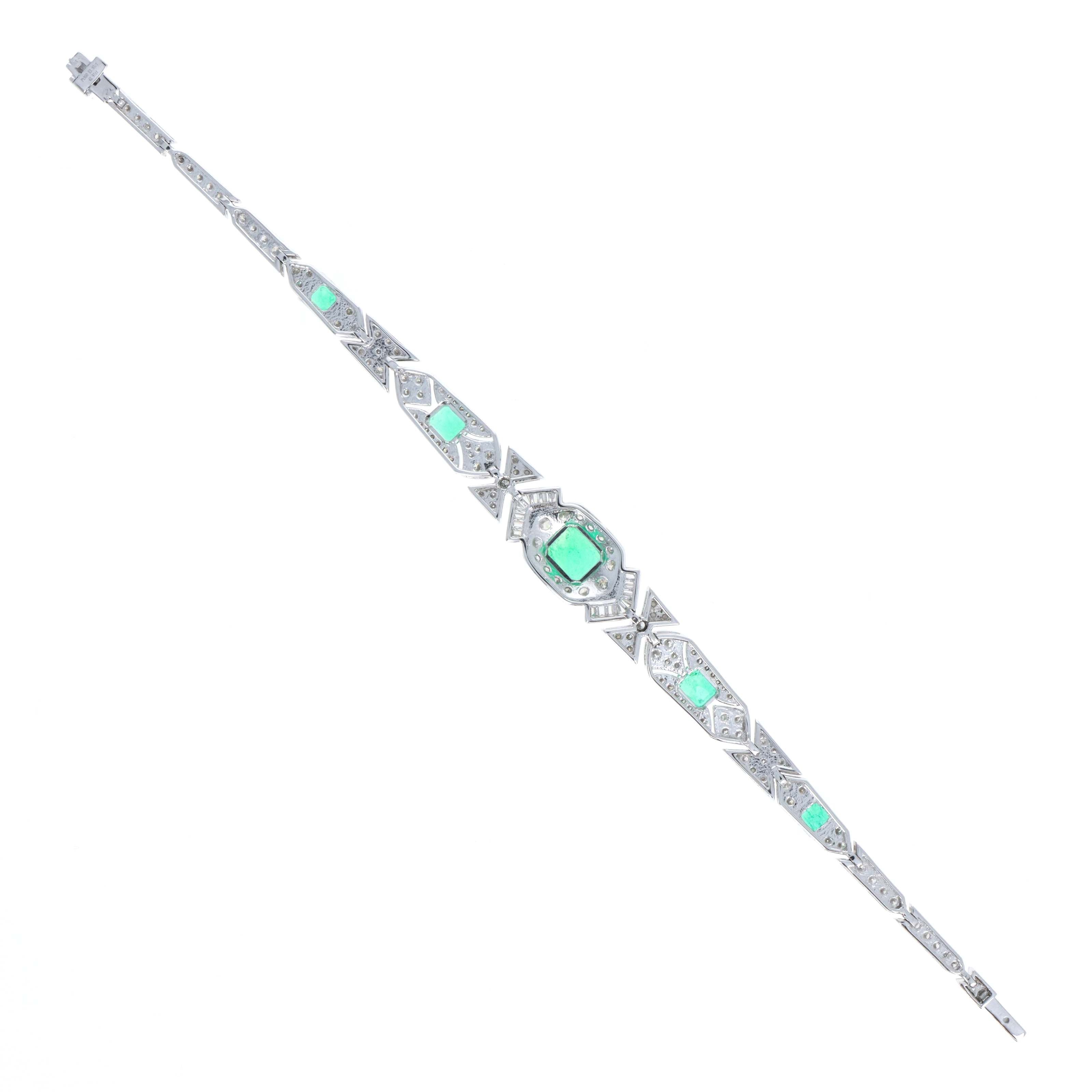 Platinum 3.93 Carat Emerald and Diamond Bracelet - Queen May