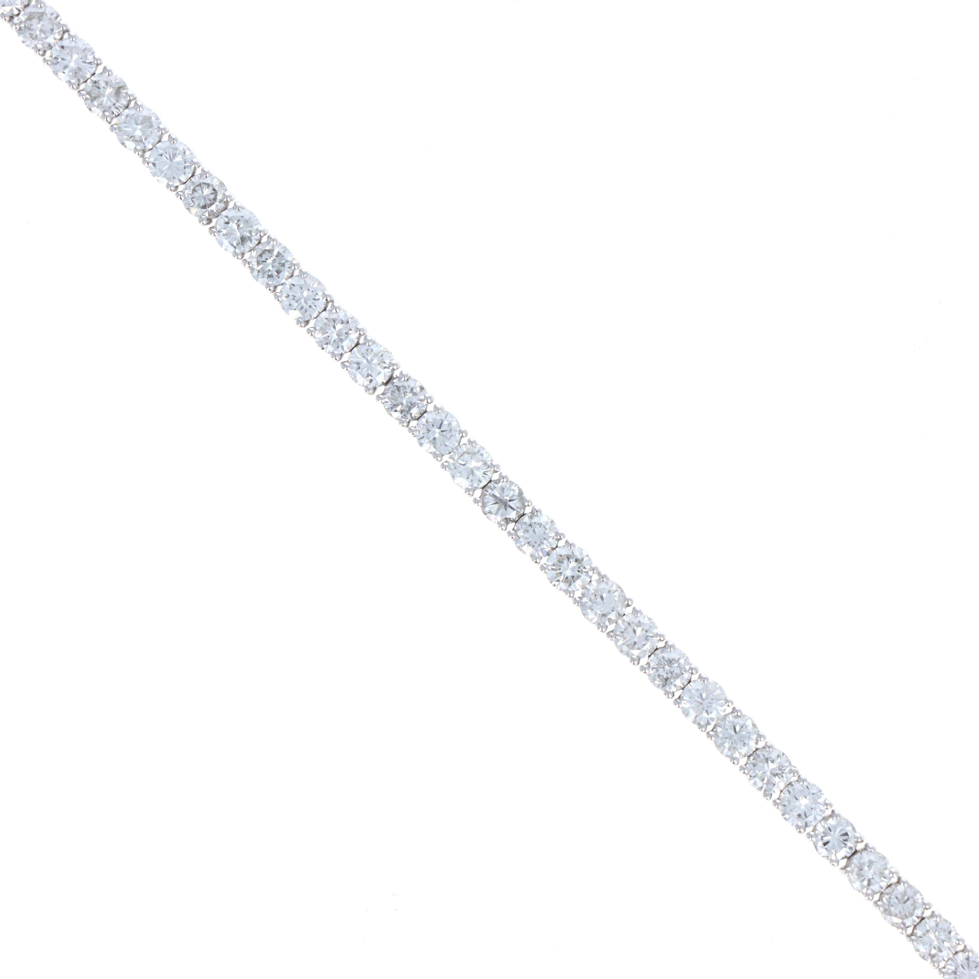 Platinum 6.13 Carat Round Brilliant Diamond Tennis Bracelet - Queen May