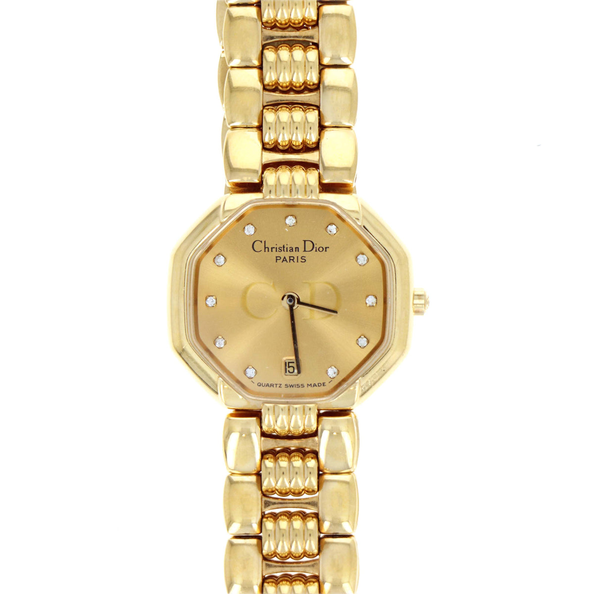 Dior Gold Diamond Octagon D48-153 Link Watch