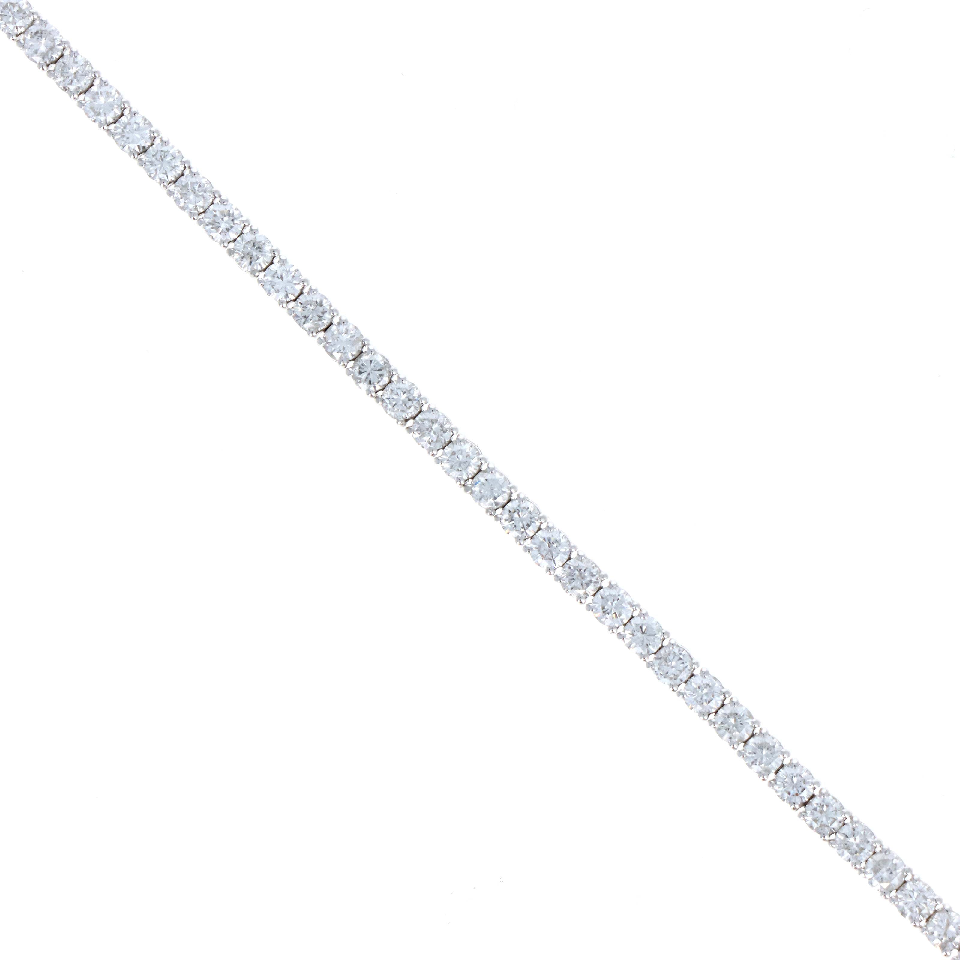 Platinum 4.56 Carat Round Brilliant Diamond Tennis Bracelet - Queen May