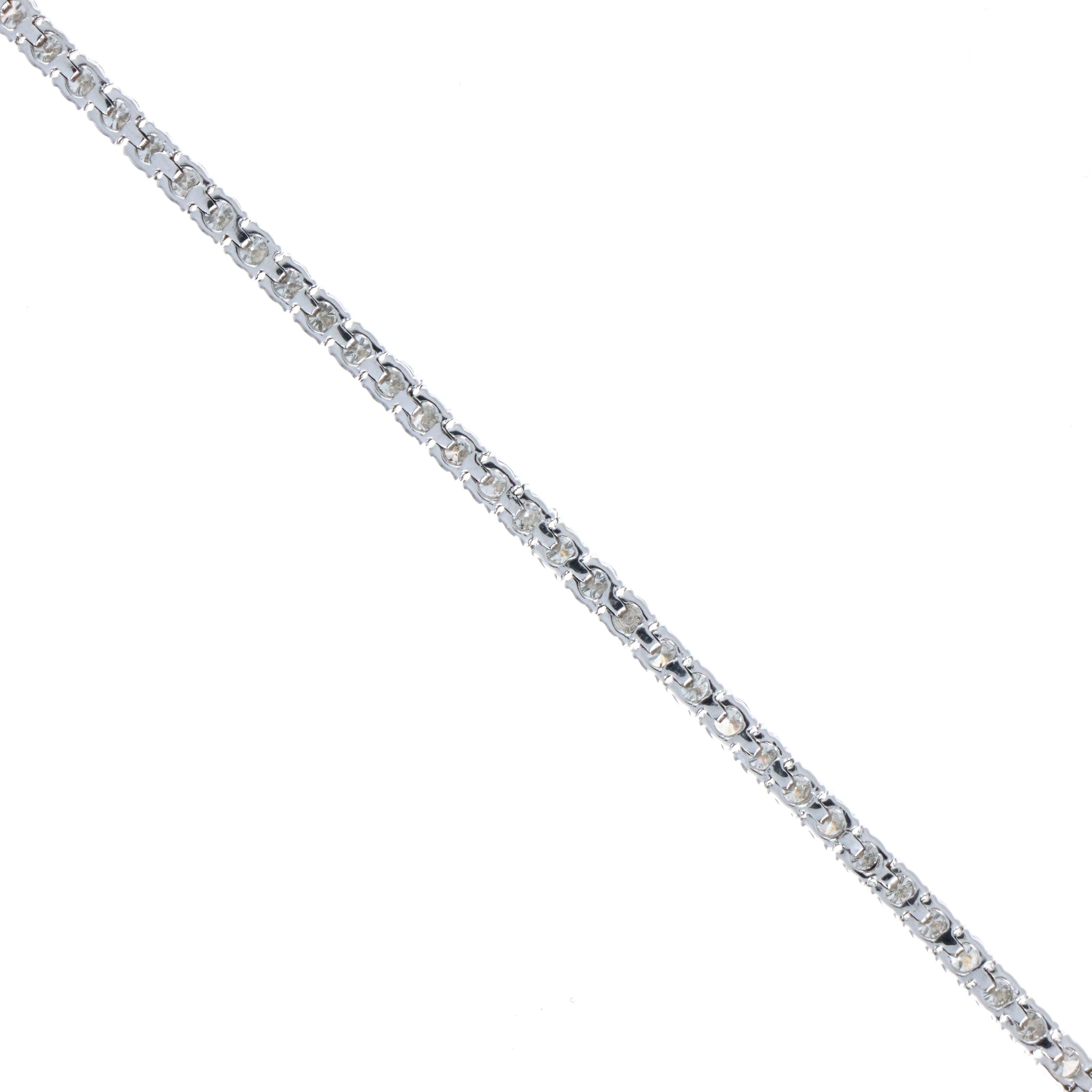 Platinum 4.56 Carat Round Brilliant Diamond Tennis Bracelet - Queen May
