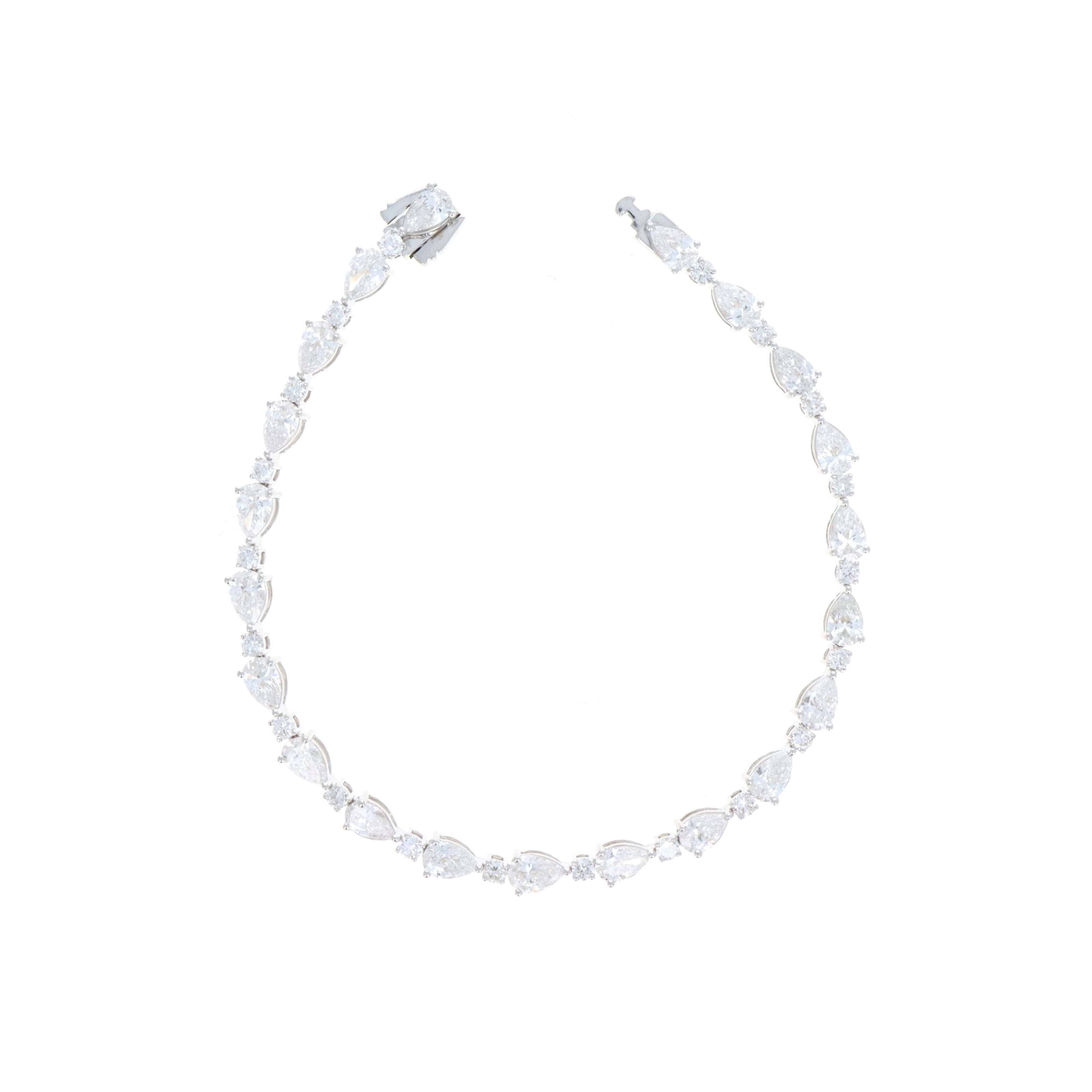 Lab Grown 8 Carat Diamond Pear Round Alternating Bracelet - Queen May