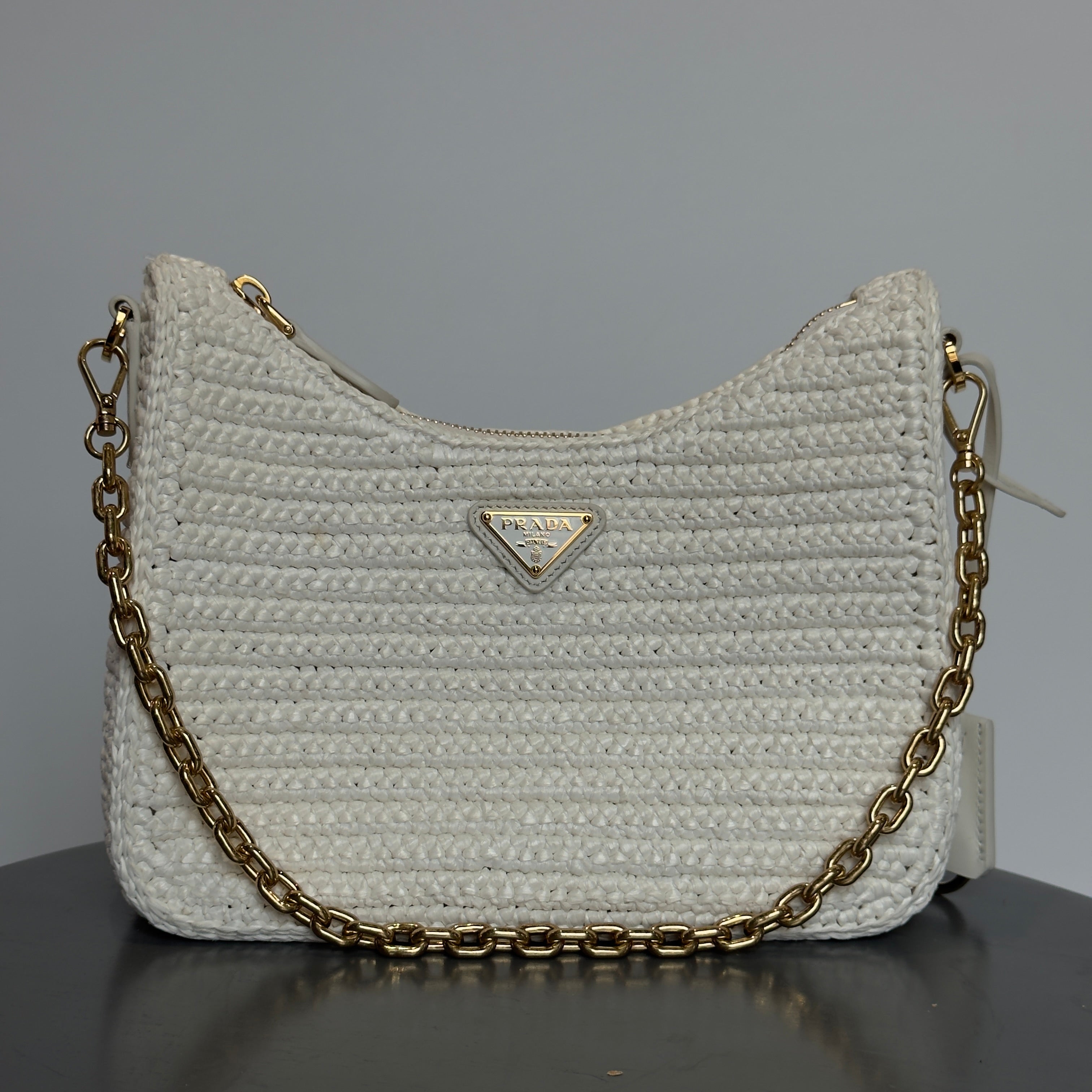 Prada Saffiano White Raffia
