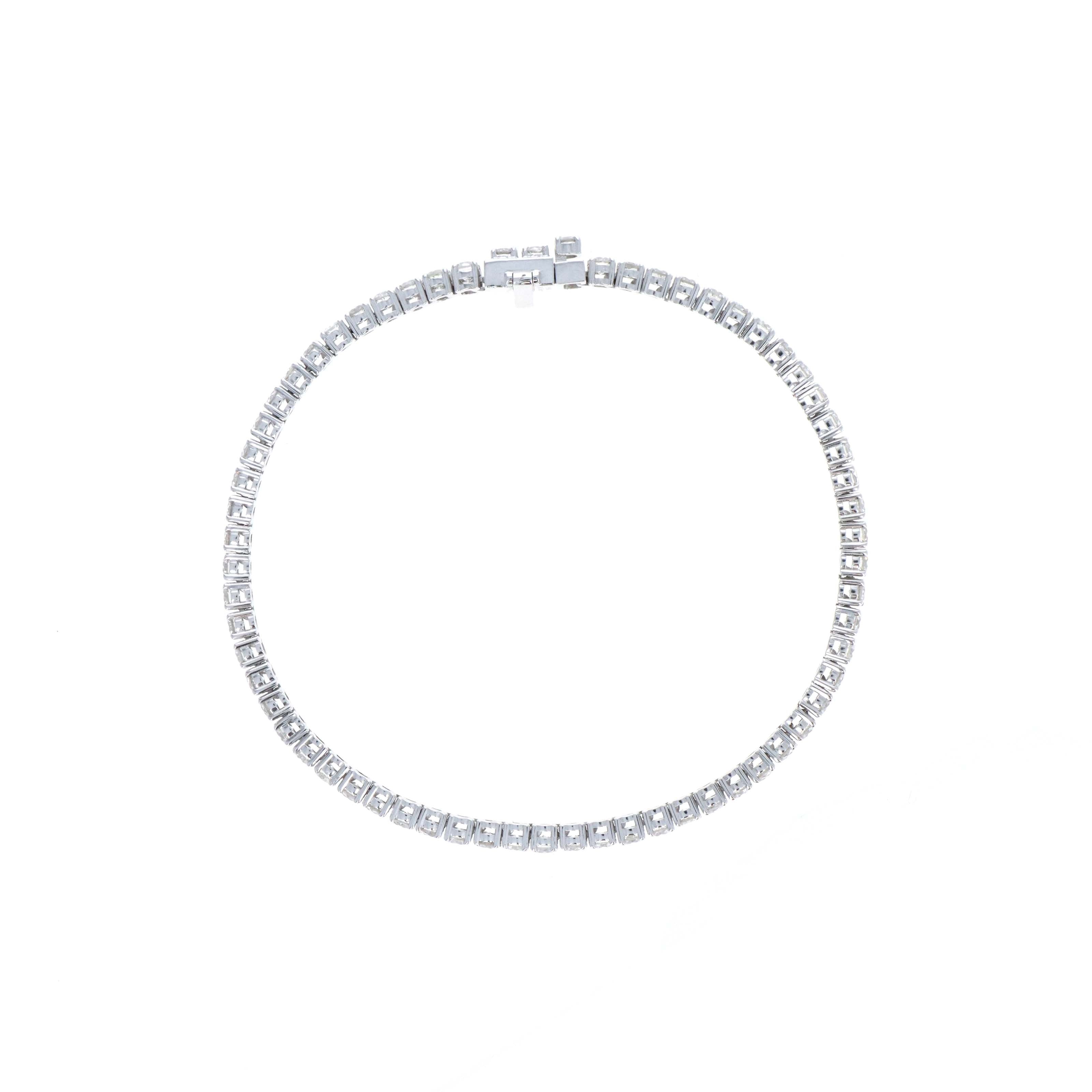 Platinum 4.56 Carat Round Brilliant Diamond Tennis Bracelet - Queen May