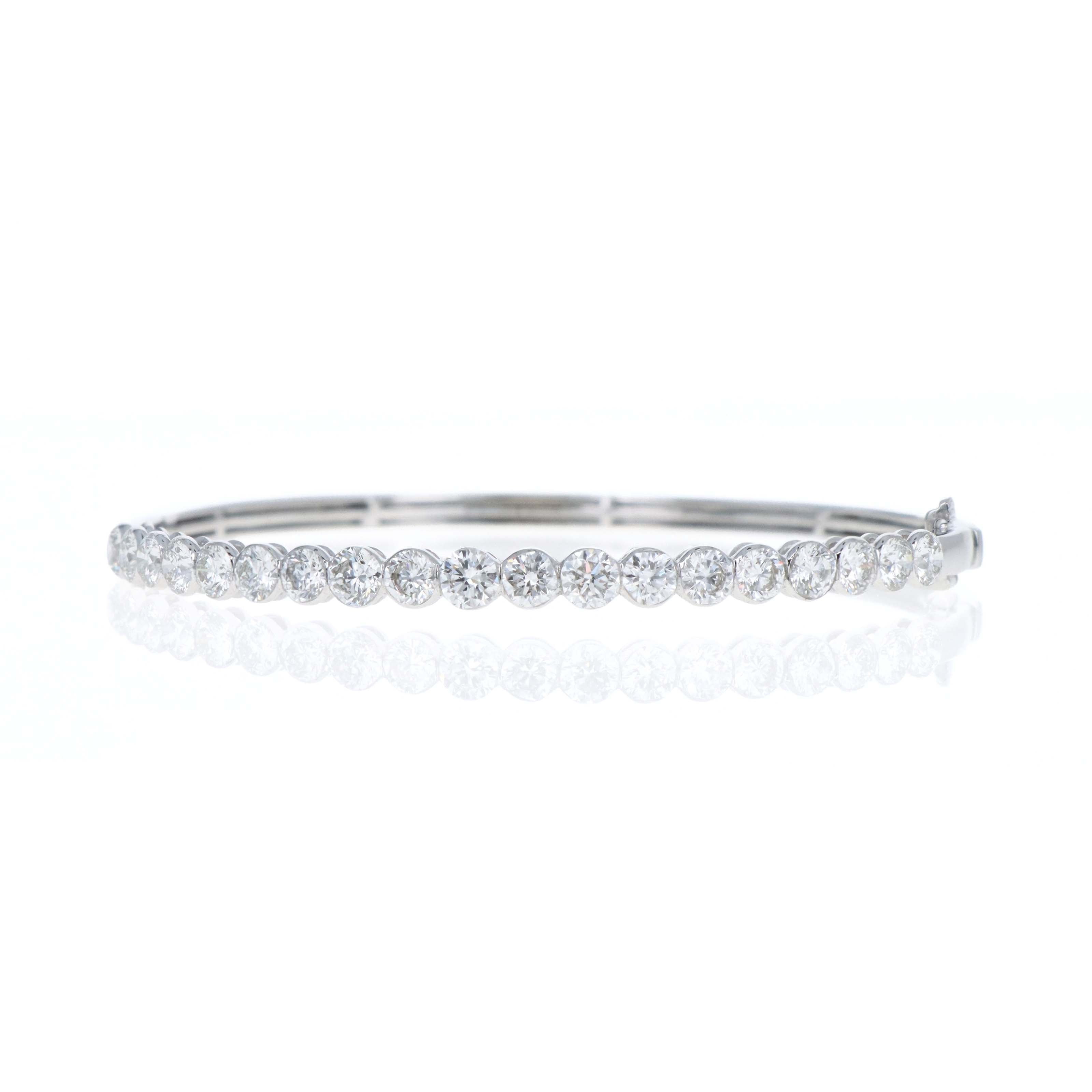 Lab Grown 10K White Gold 5 Carat Total Weight Round Brilliant Diamond Bangle - Queen May