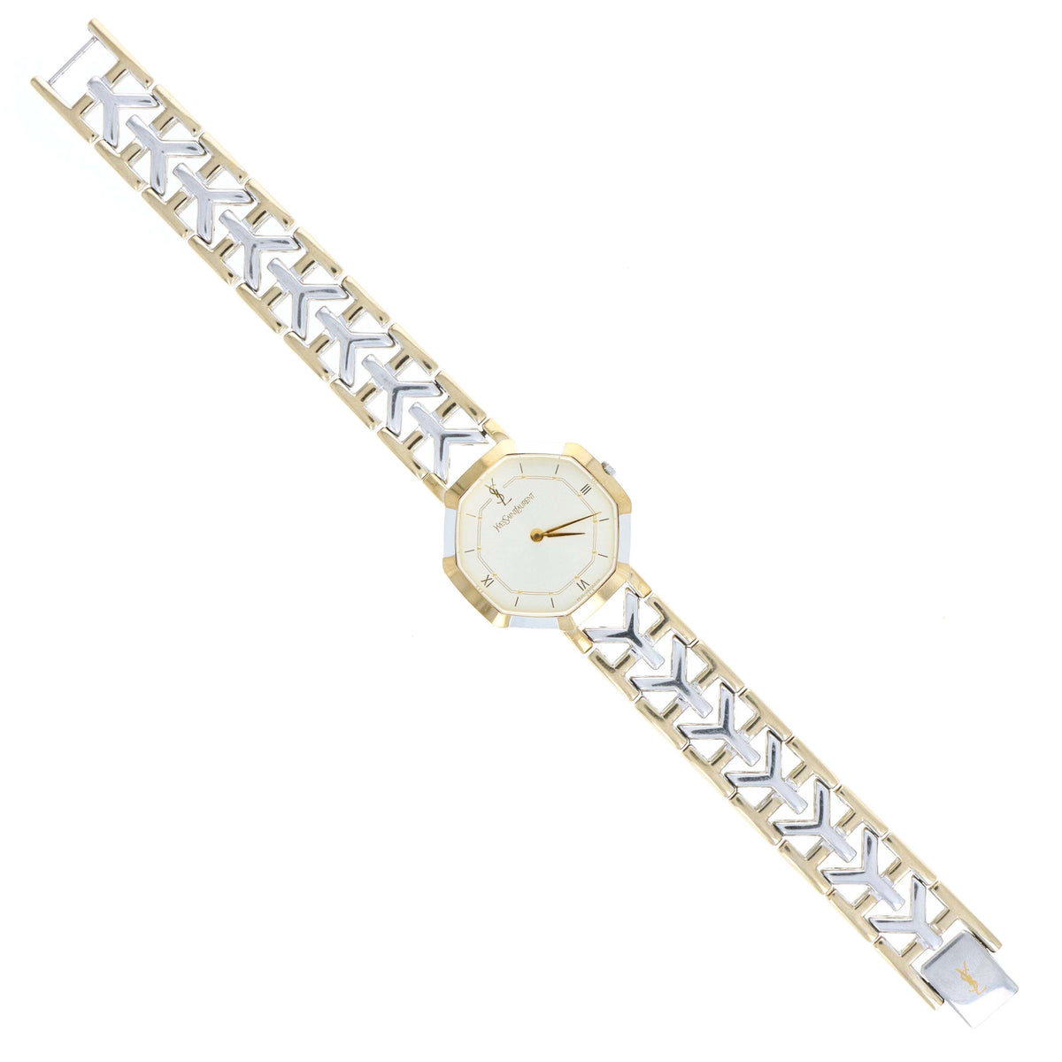 Yves Saint Laurent Octagon Two Tone Watch Large