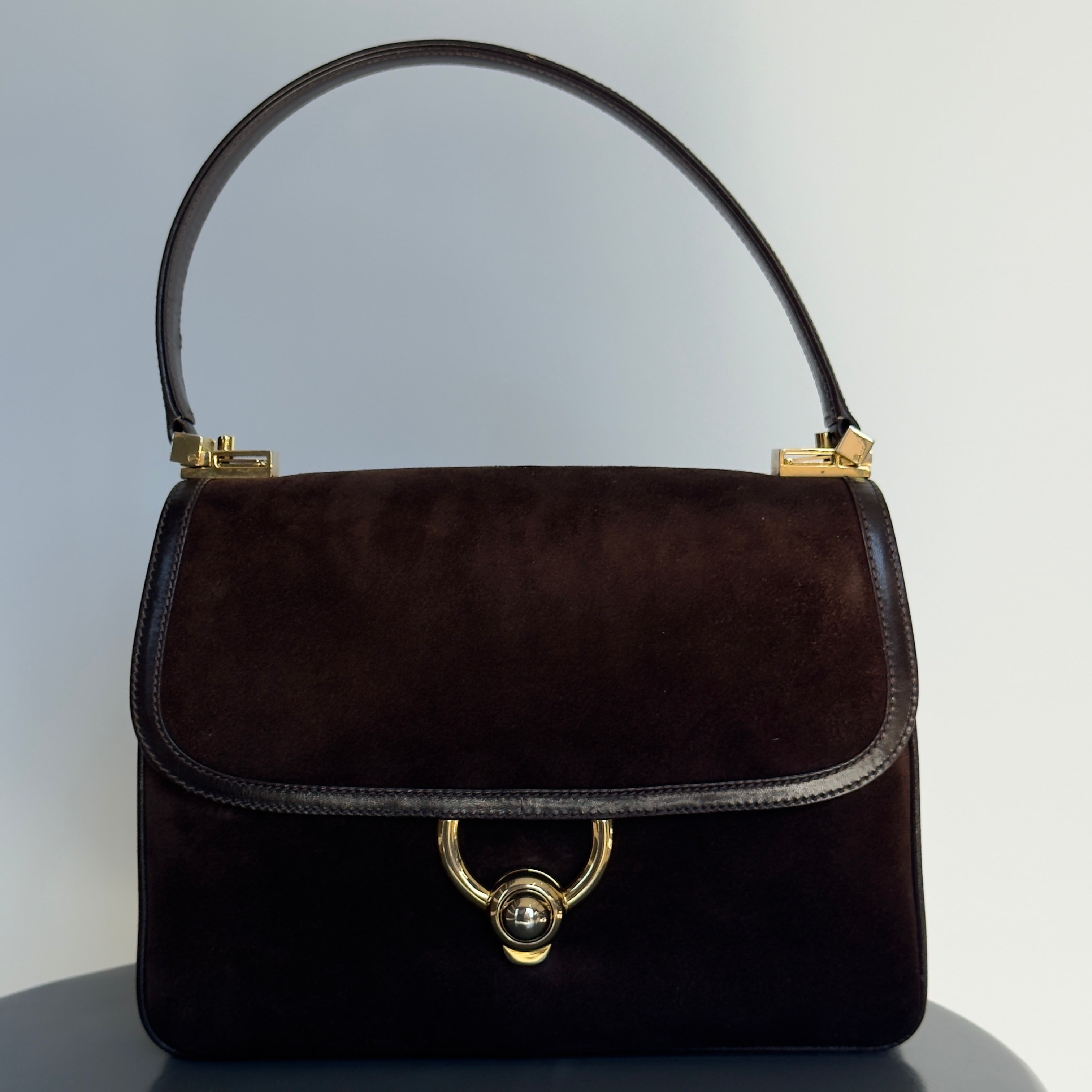 Ultra Rare Vintage Gucci Brown Suede Bag Circa 1970s - Queen May