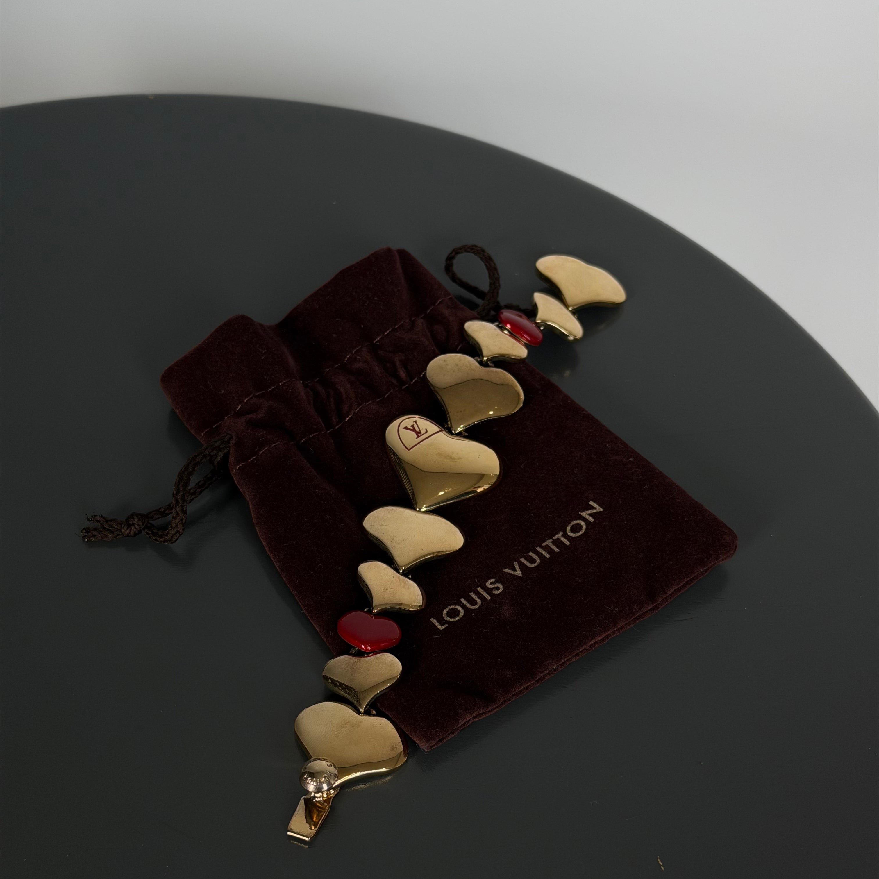 Louis Vuitton Red Enamel Heart Bracelet - Queen May