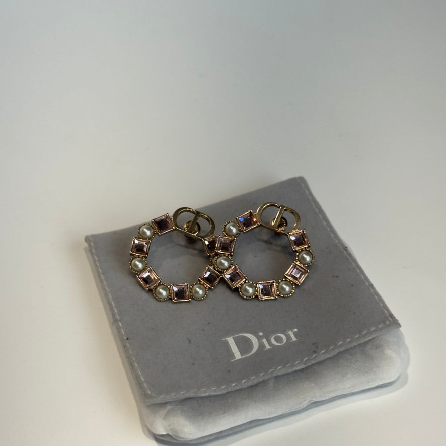 Christian Dior Petit Earrings Bronze Finish Metal With White Pearls - Queen May