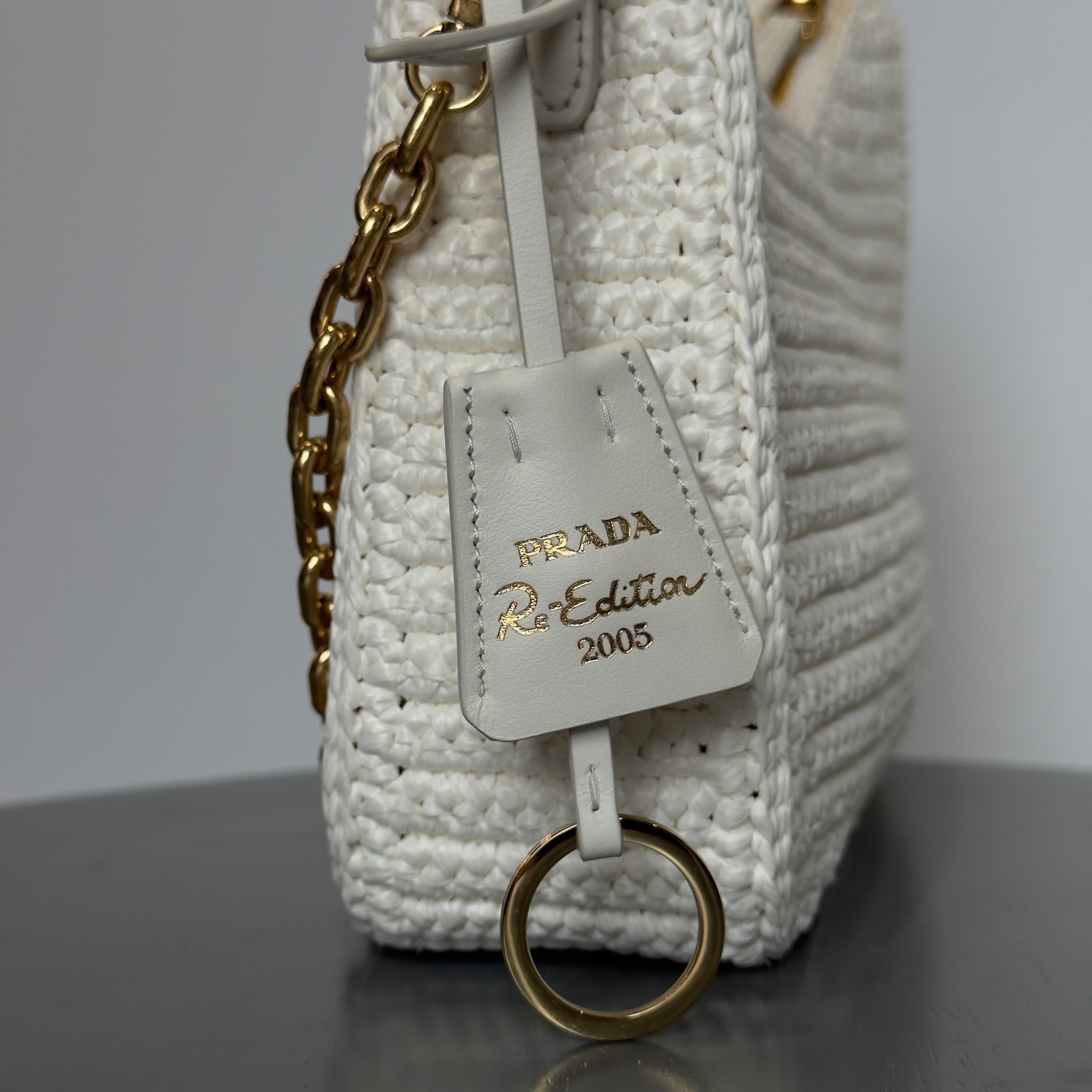 Prada Saffiano White Raffia