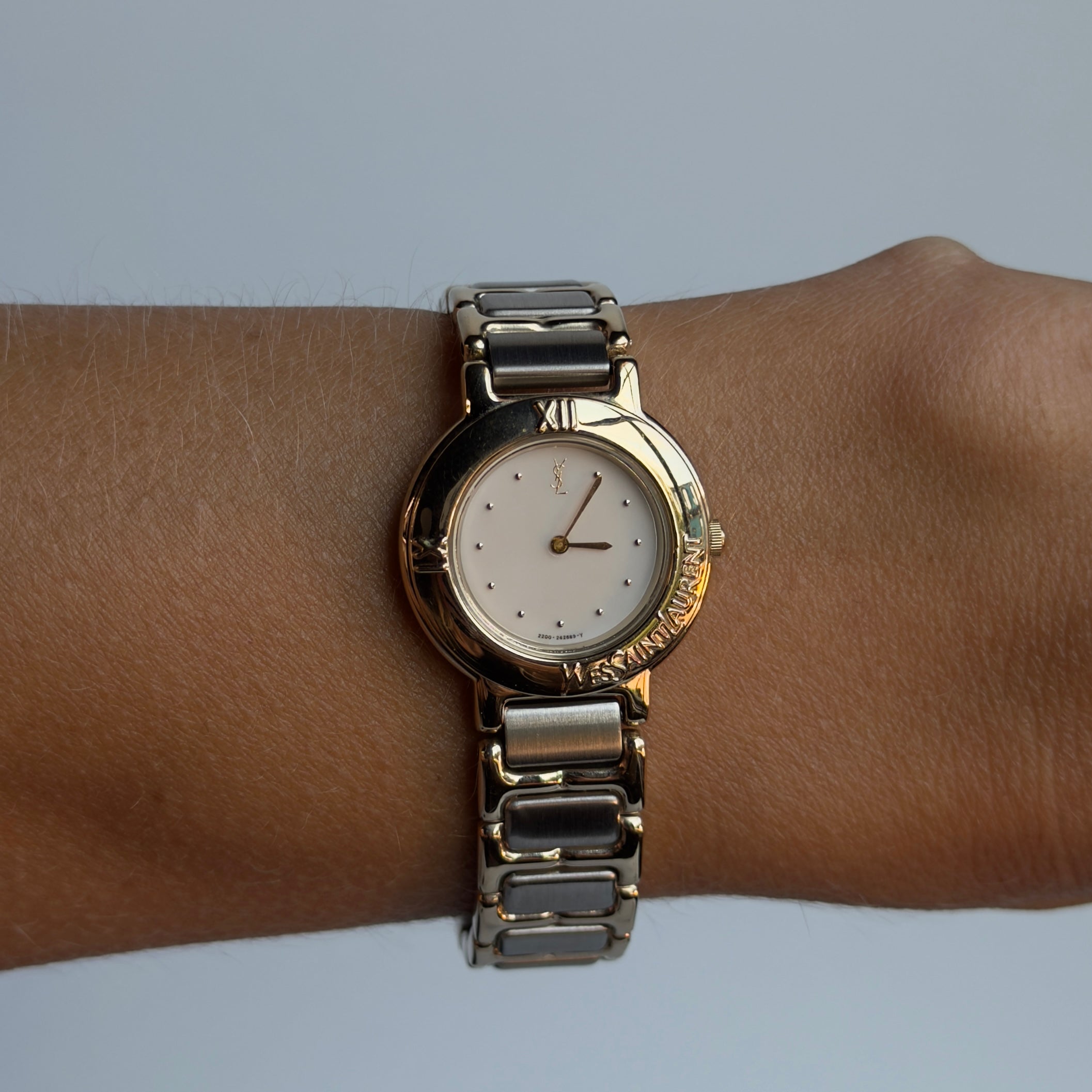 Yves Saint Laurent Two Tone Cream Dial Ladies Watch