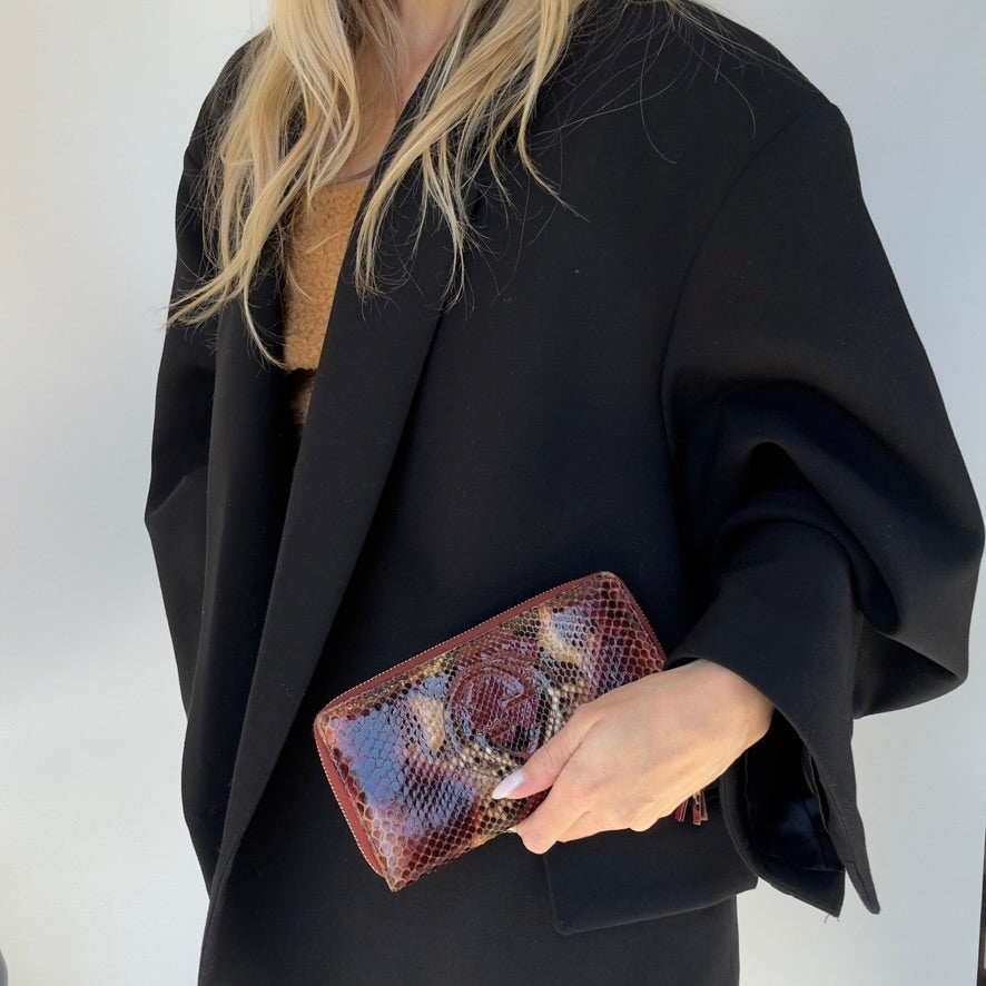 Gucci Python Soho Interlocking G Logo Wallet - Queen May