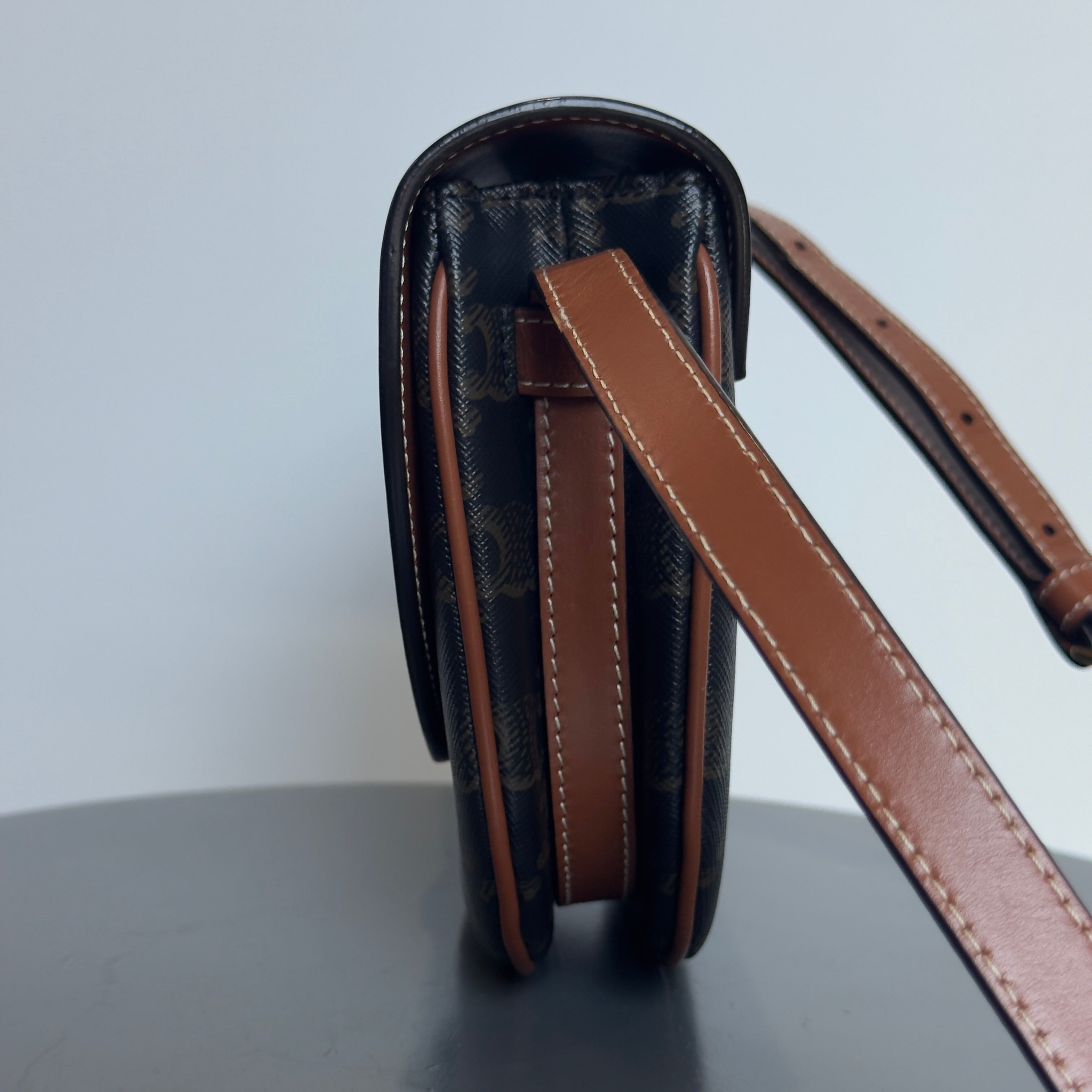 Celine Calfskin Triomphe Besace Tan
