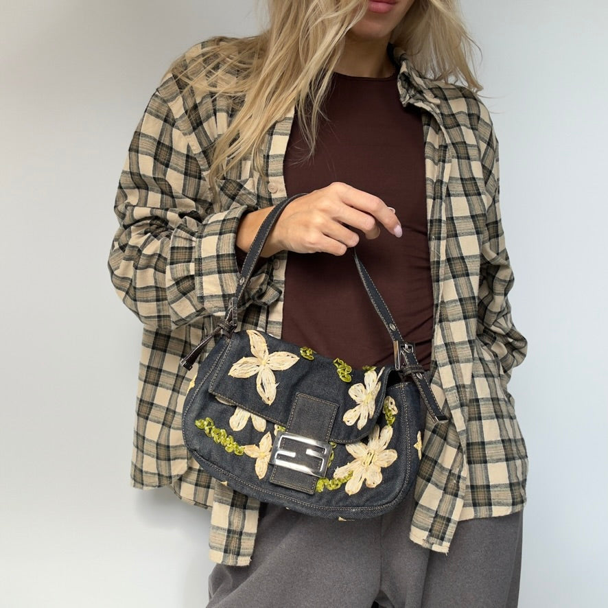 Fendi Denim Floral Baguette - Queen May