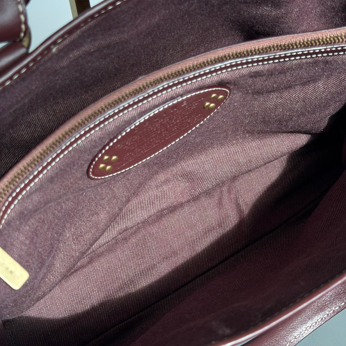 Celine Boogie Bag Triomphe Burgundy Denim - Queen May
