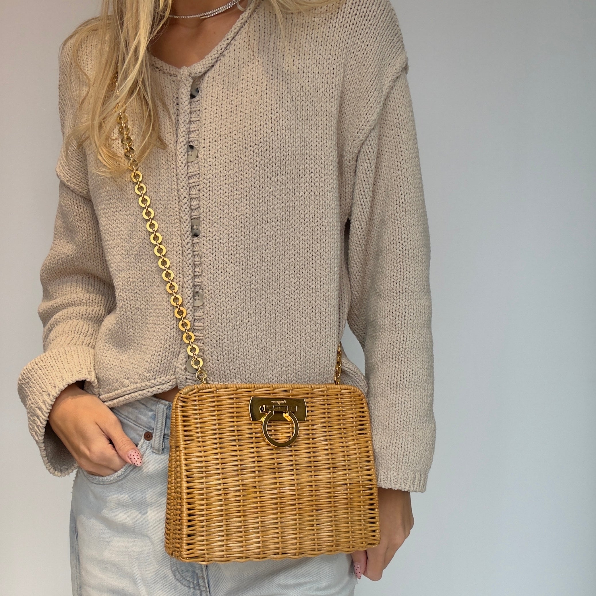 Salvatore Ferragamo Wicker Gancini Bag
