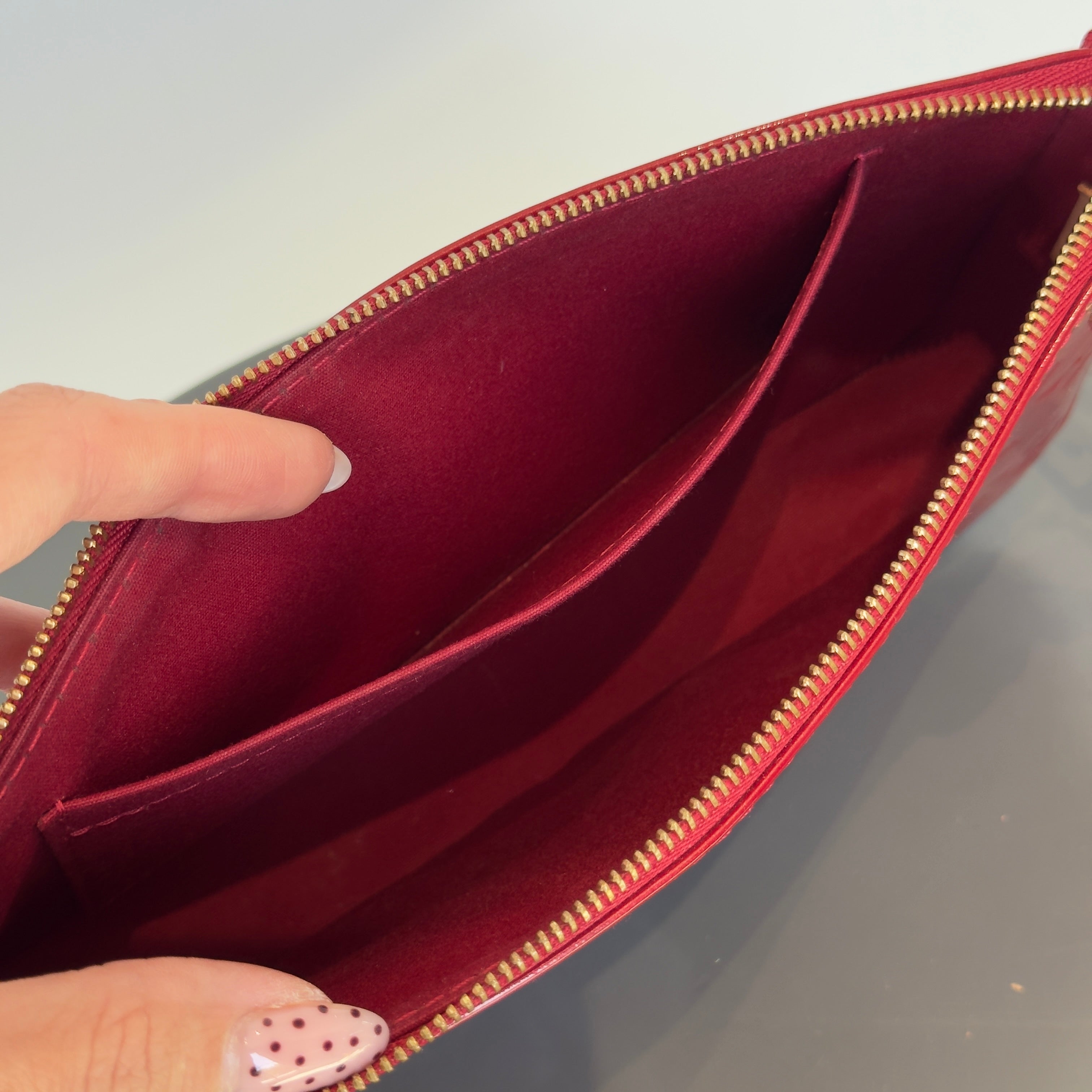 Louis Vuitton Monogram Vernis Pochette Red