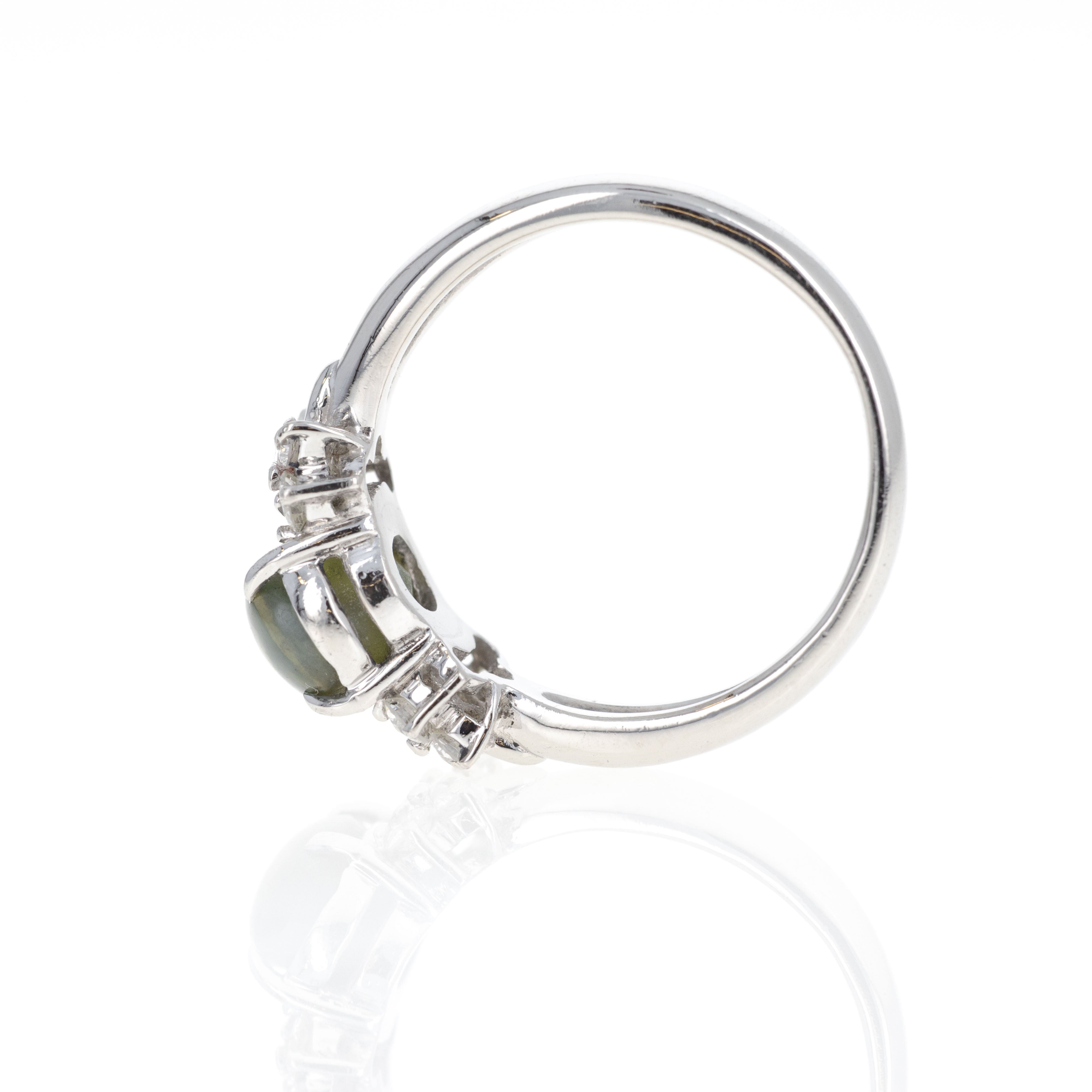 Platinum 1.90 Carat Cats Eye Chrysoberyl Diamond Ring - Queen May