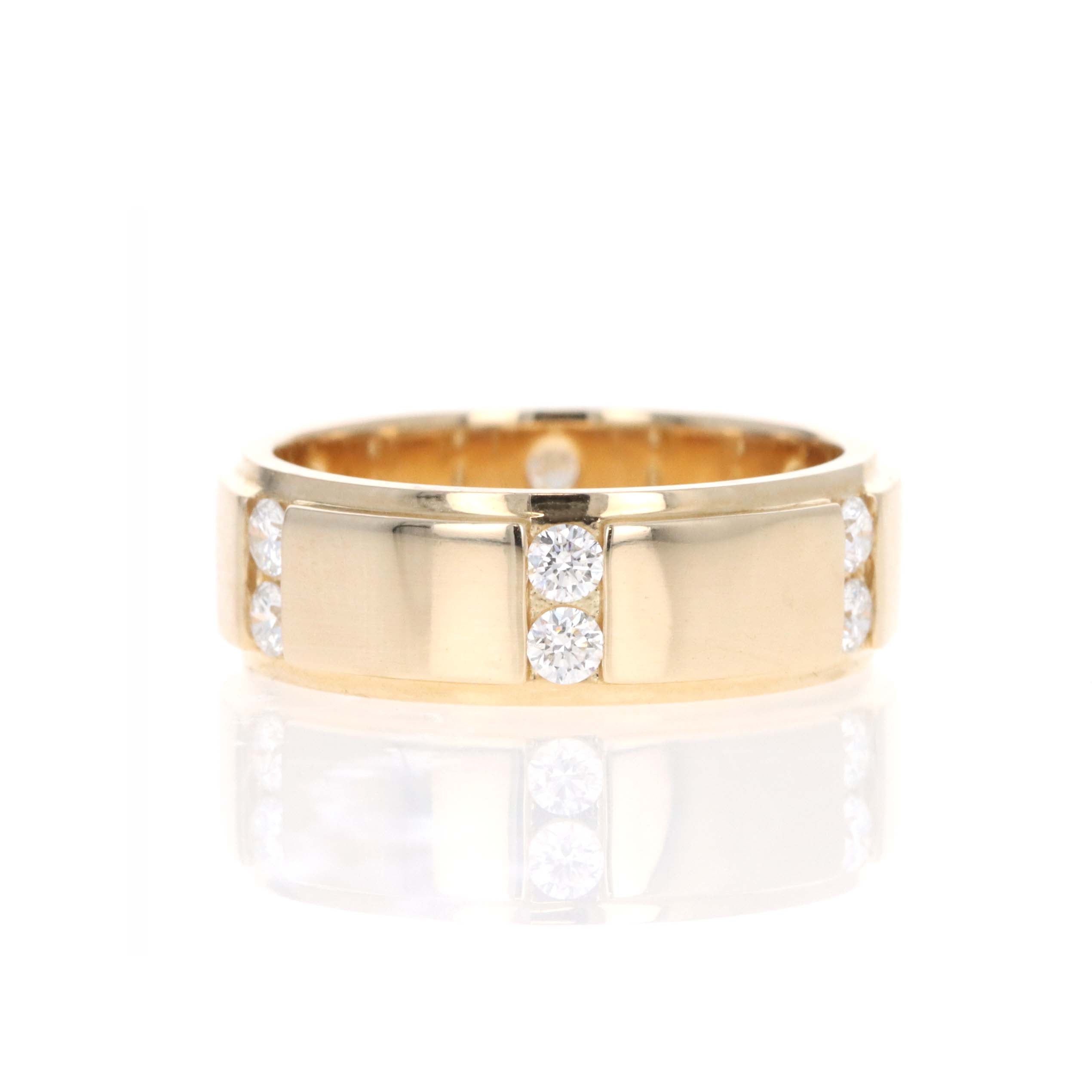 14K Yellow Gold Round Diamond Band - Queen May