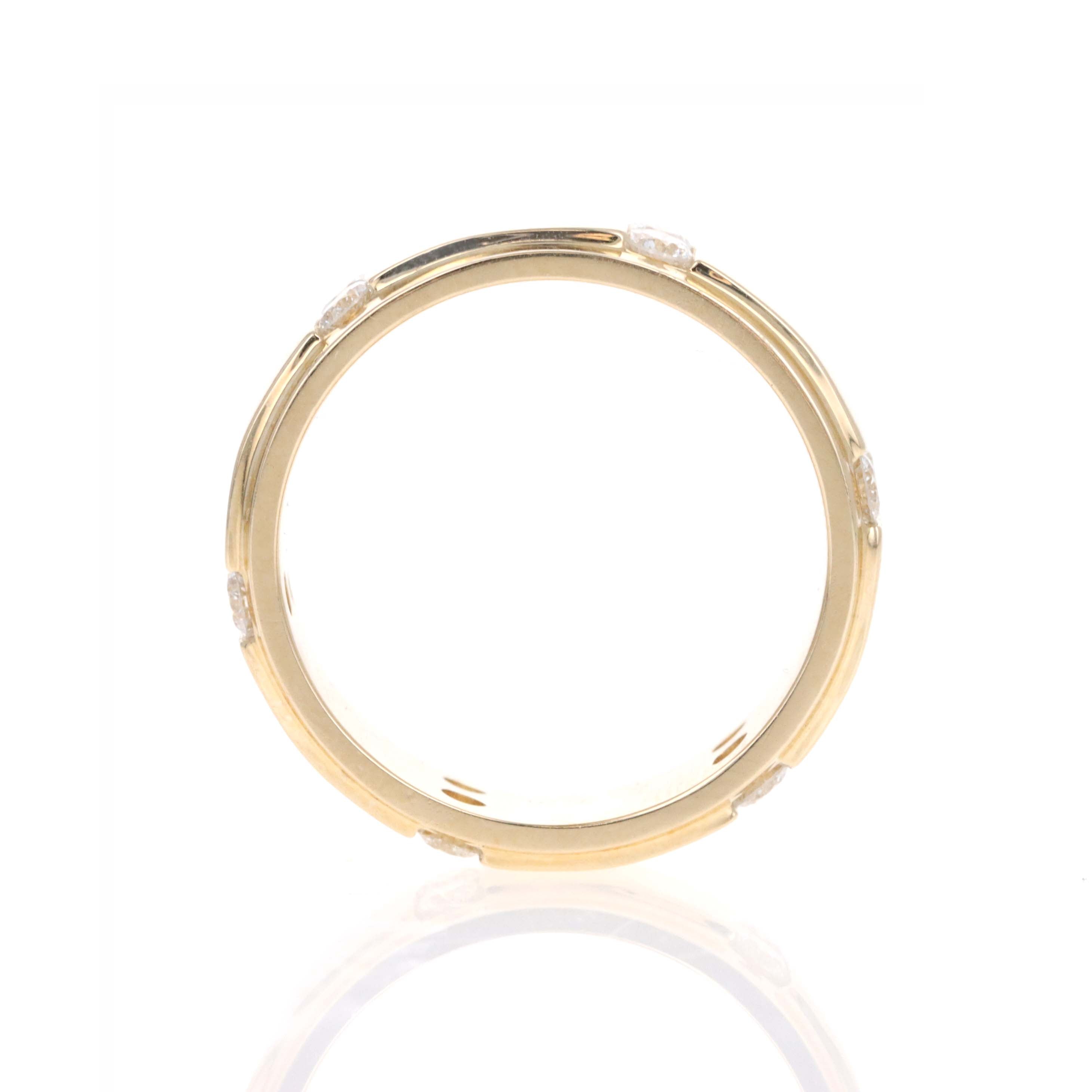 14K Yellow Gold Round Diamond Band - Queen May