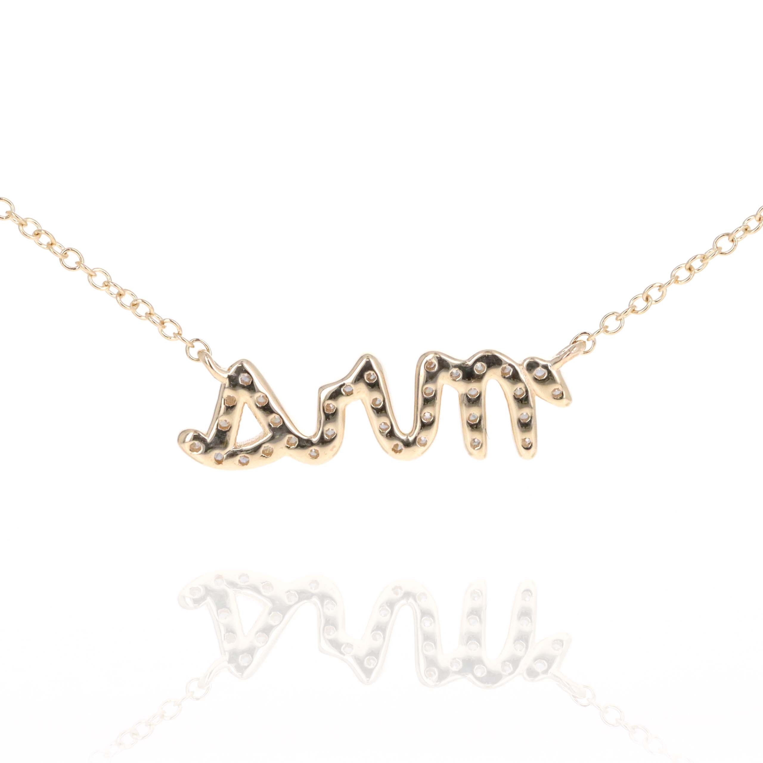 14K Gold Diamond Mrs Pendant Necklace