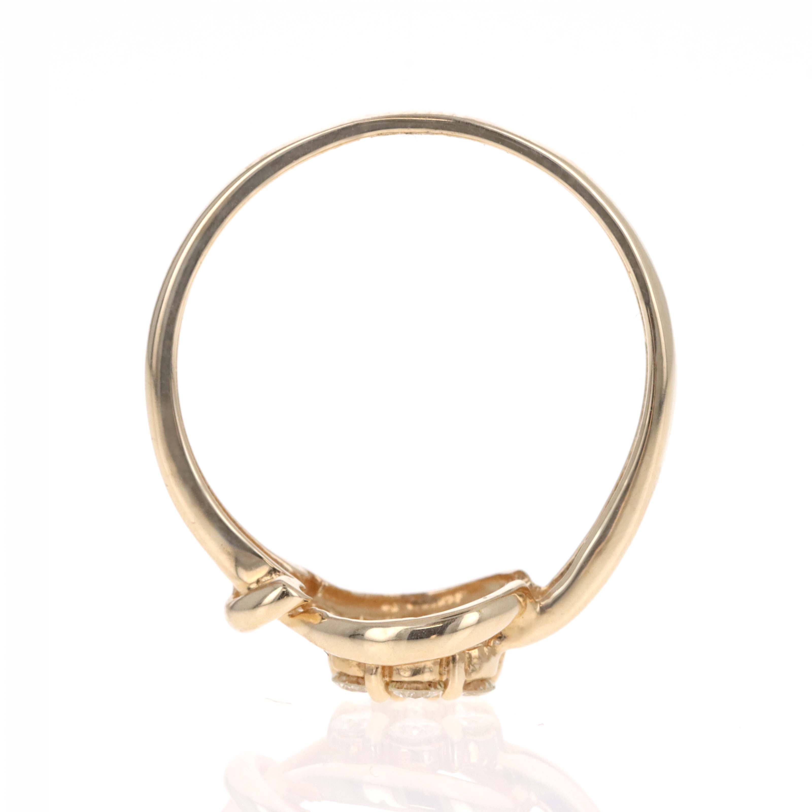 14K Yellow Gold Diamond Cluster Love Knot Ring - Queen May