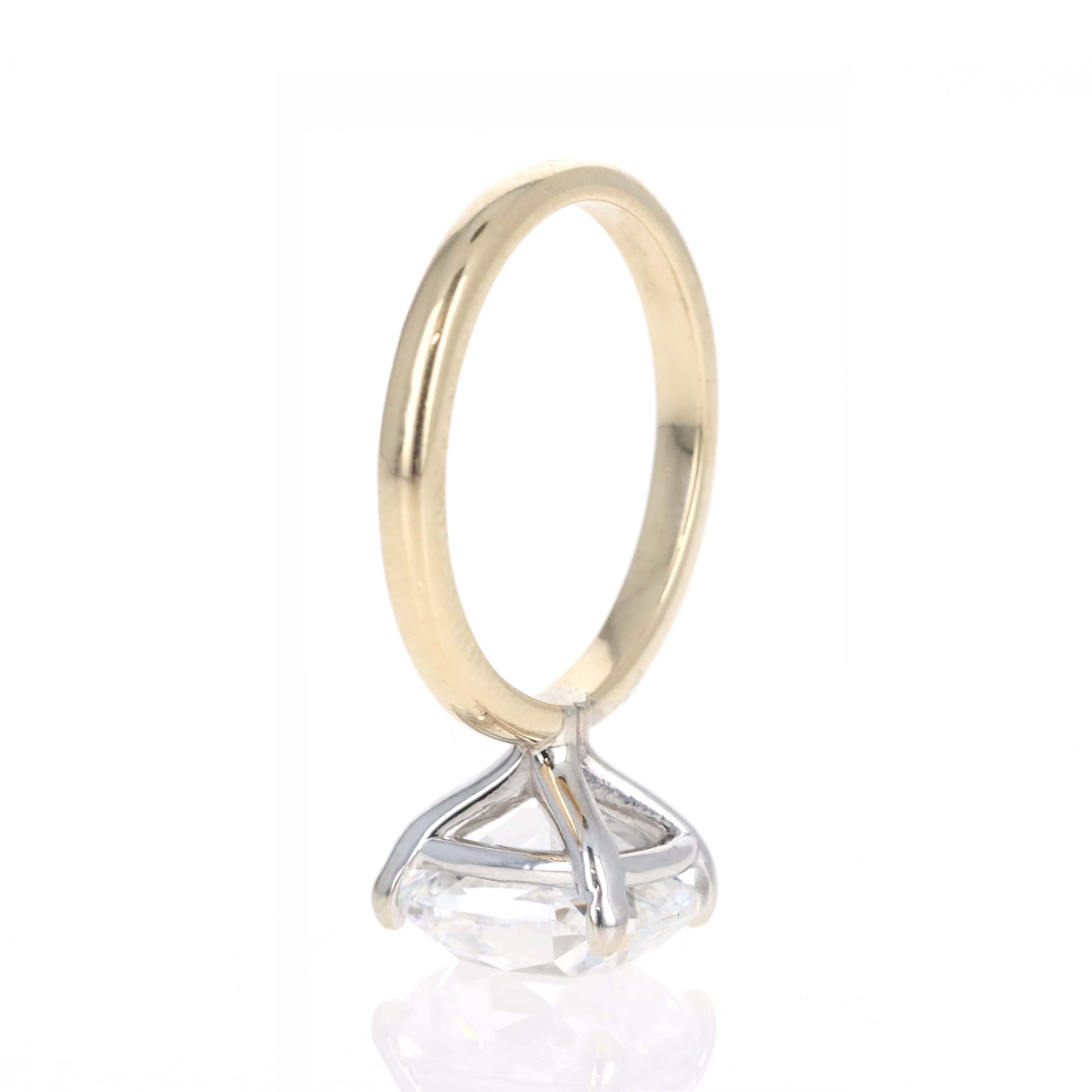 Lab Grown 4.07 Carat Antique Cushion Cut Diamond Solitaire Engagement Ring