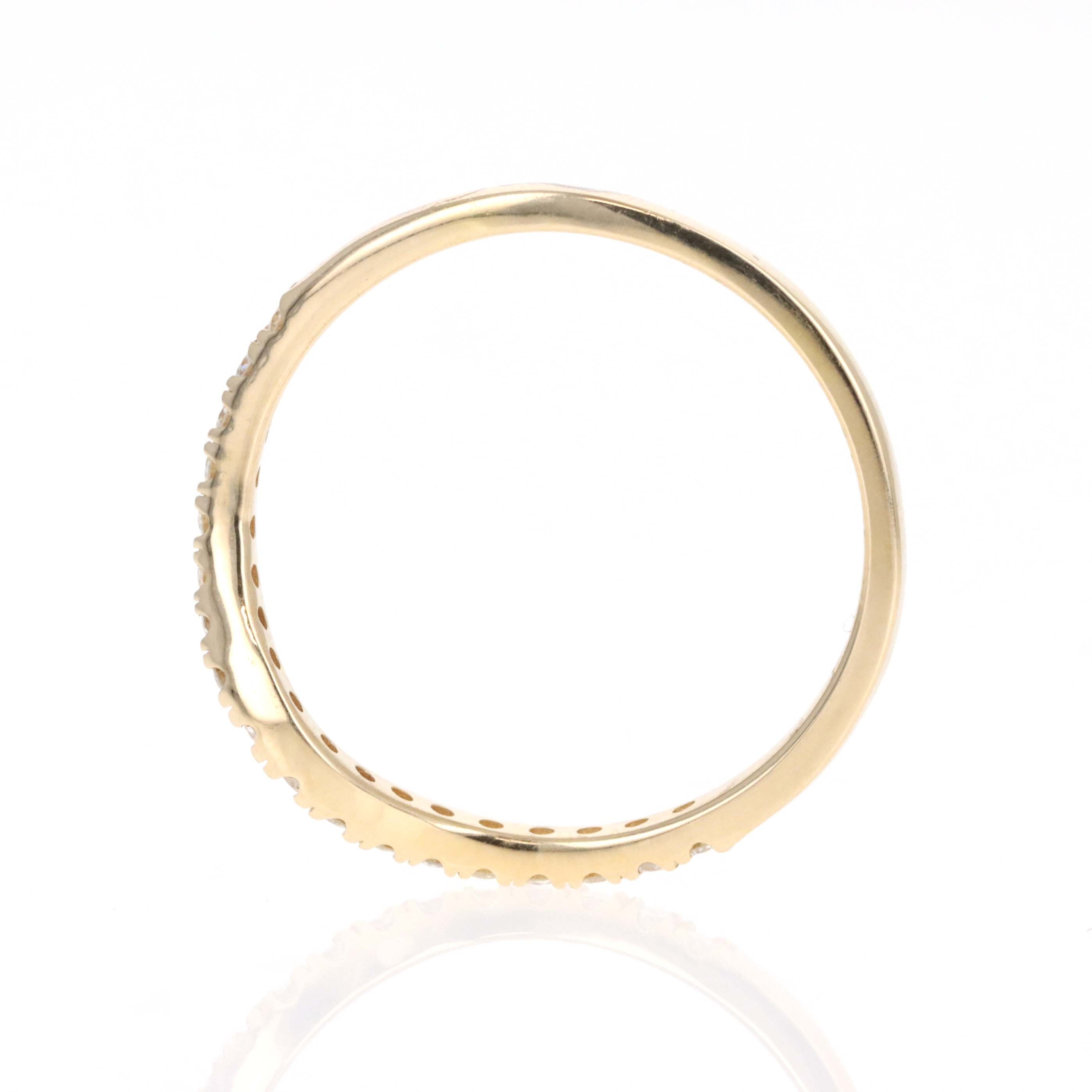 14K Yellow Gold 0.27 Carat Round Diamond Contour Wedding Band - Queen May