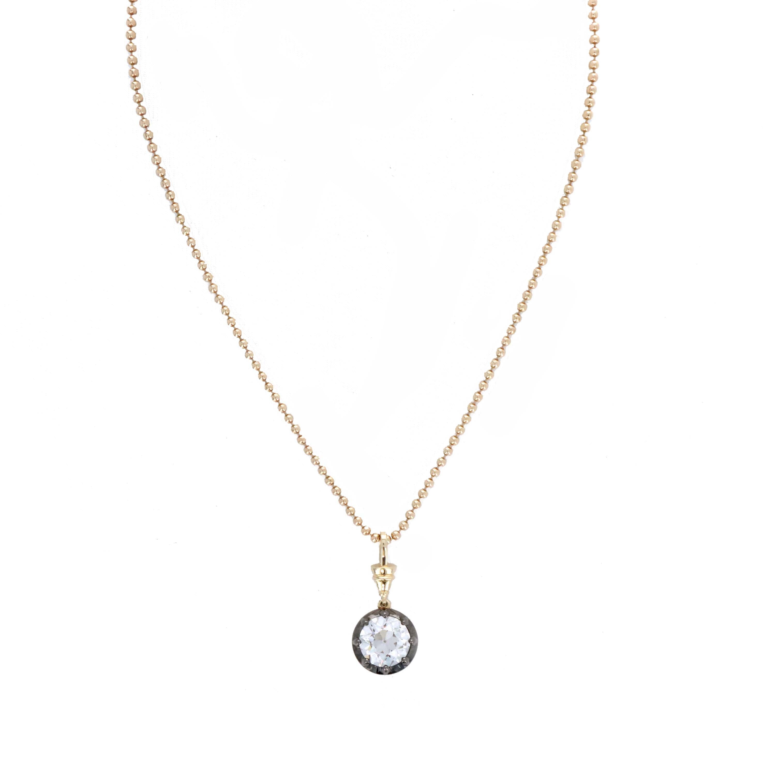 Georgian Inspired 5 Carat Old European Lab Grown Diamond Pendant Necklace