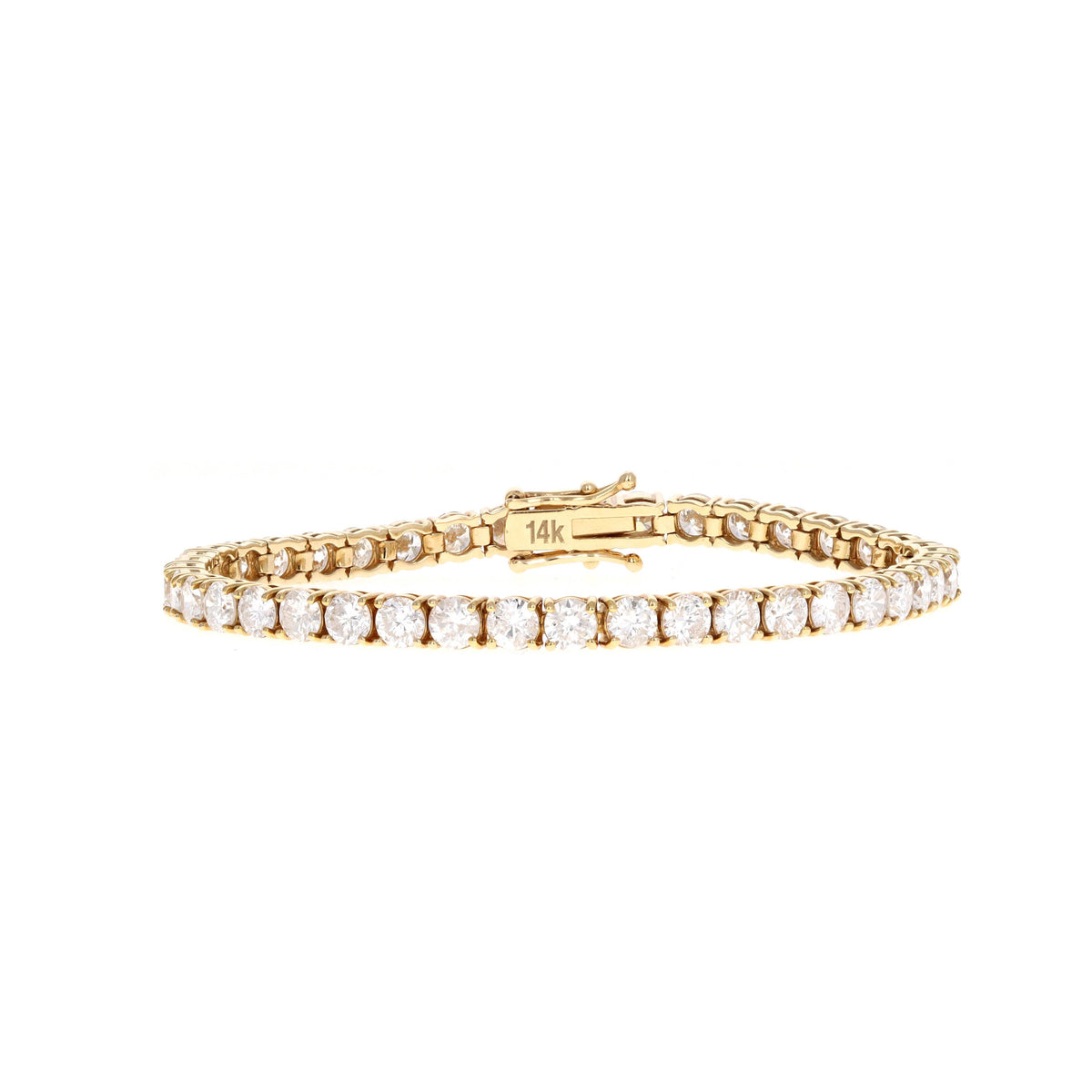 14K Yellow Gold 10.92 Carat Total Weight Round Brilliant Cut Diamond Tennis Bracelet - Queen May