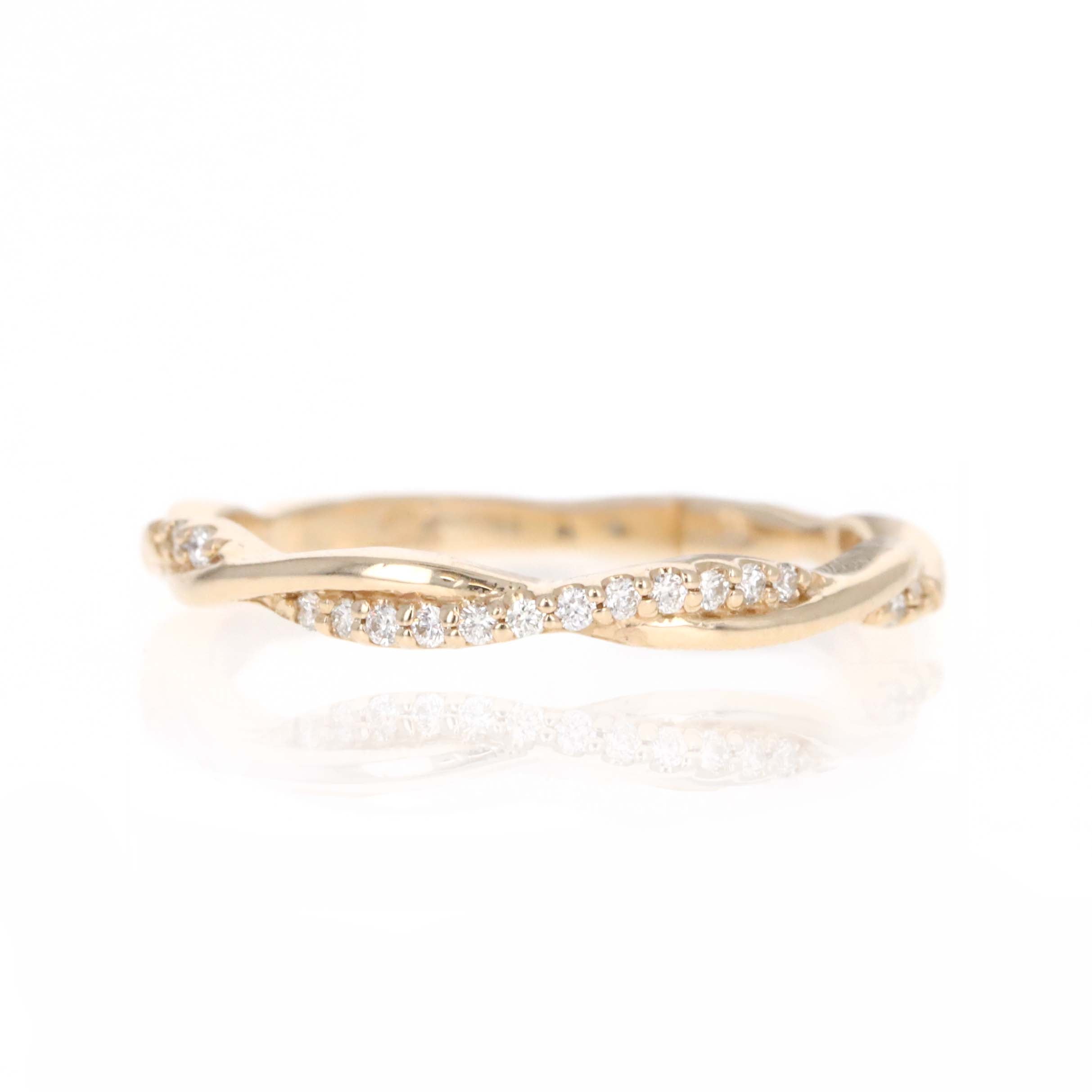 14K Gold Diamond Twist Wedding Band - Queen May