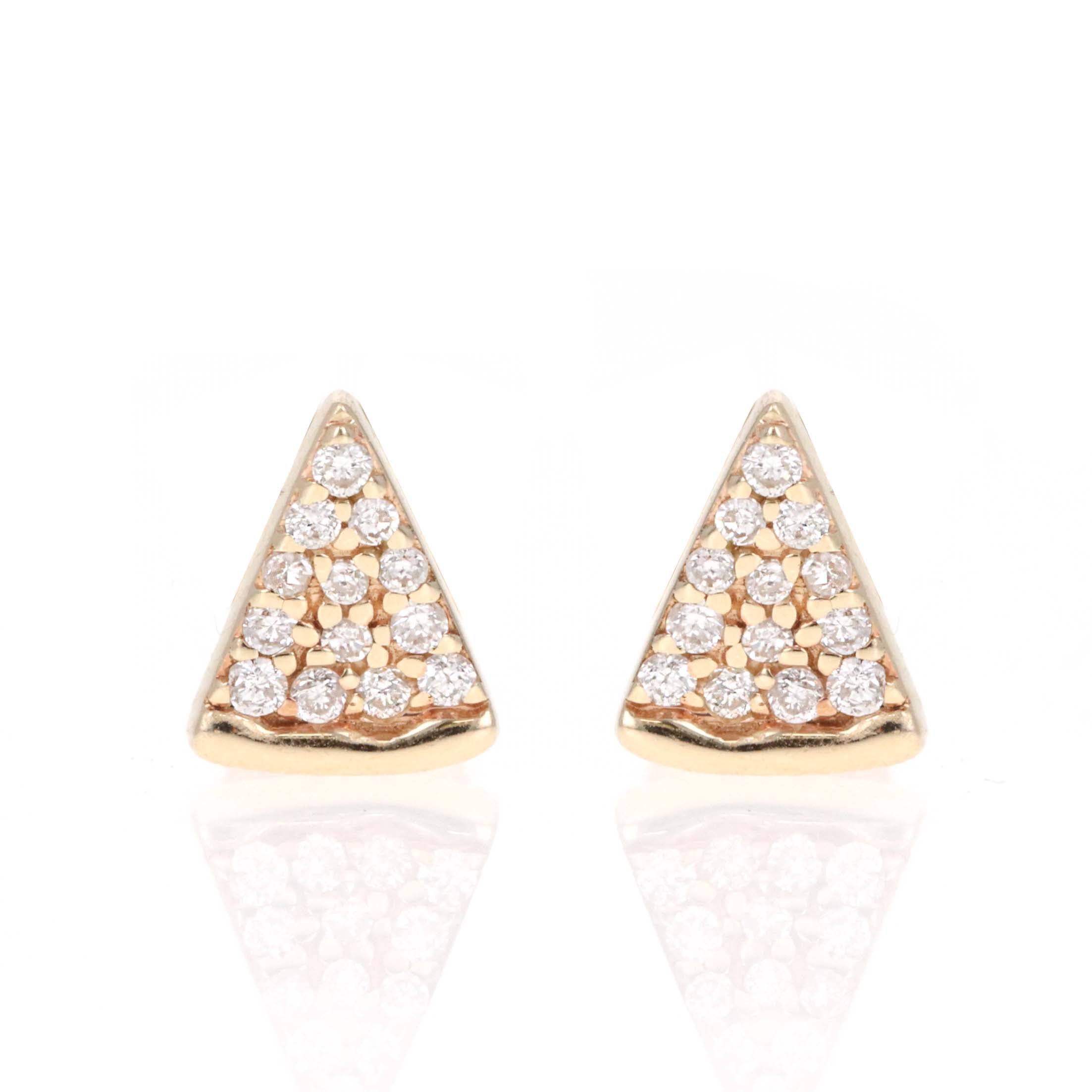 14K Yellow Gold Diamond Mini Pizza Slice Stud Earrings
