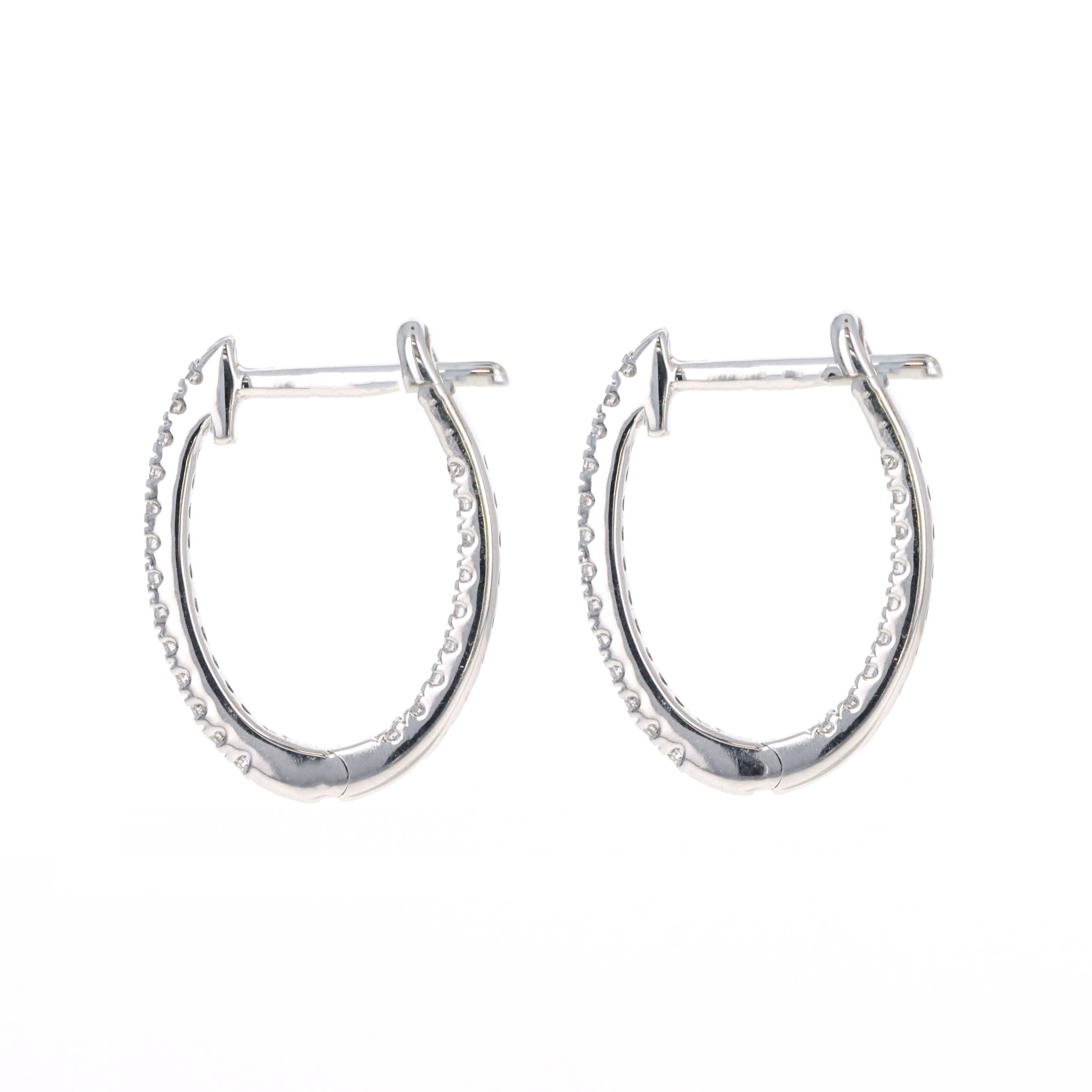 14K White Gold 0.25 Carat Diamond Mini Inside-Out Hoop Earrings - Queen May