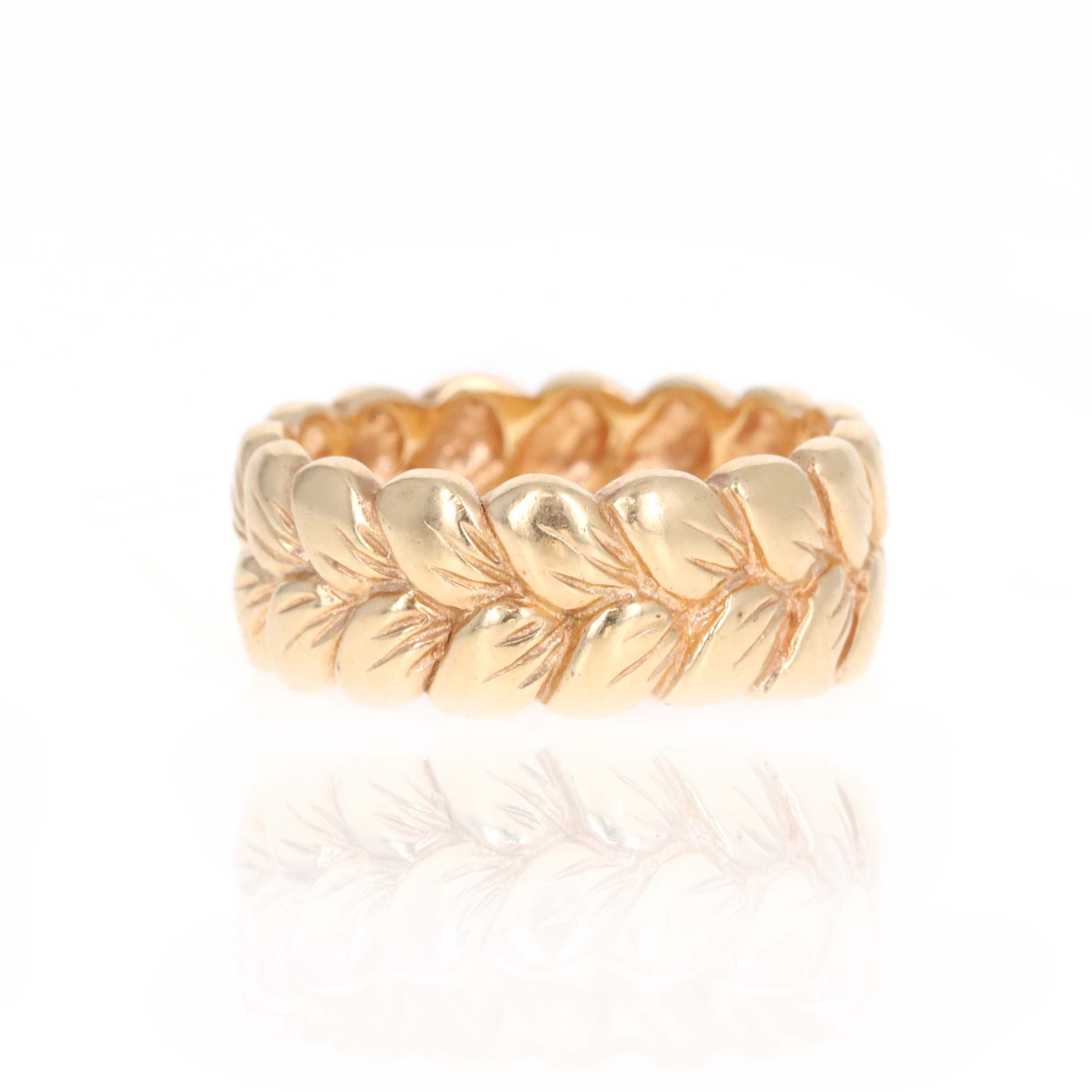 14K Yellow Gold Laurel Wreath Band - Queen May
