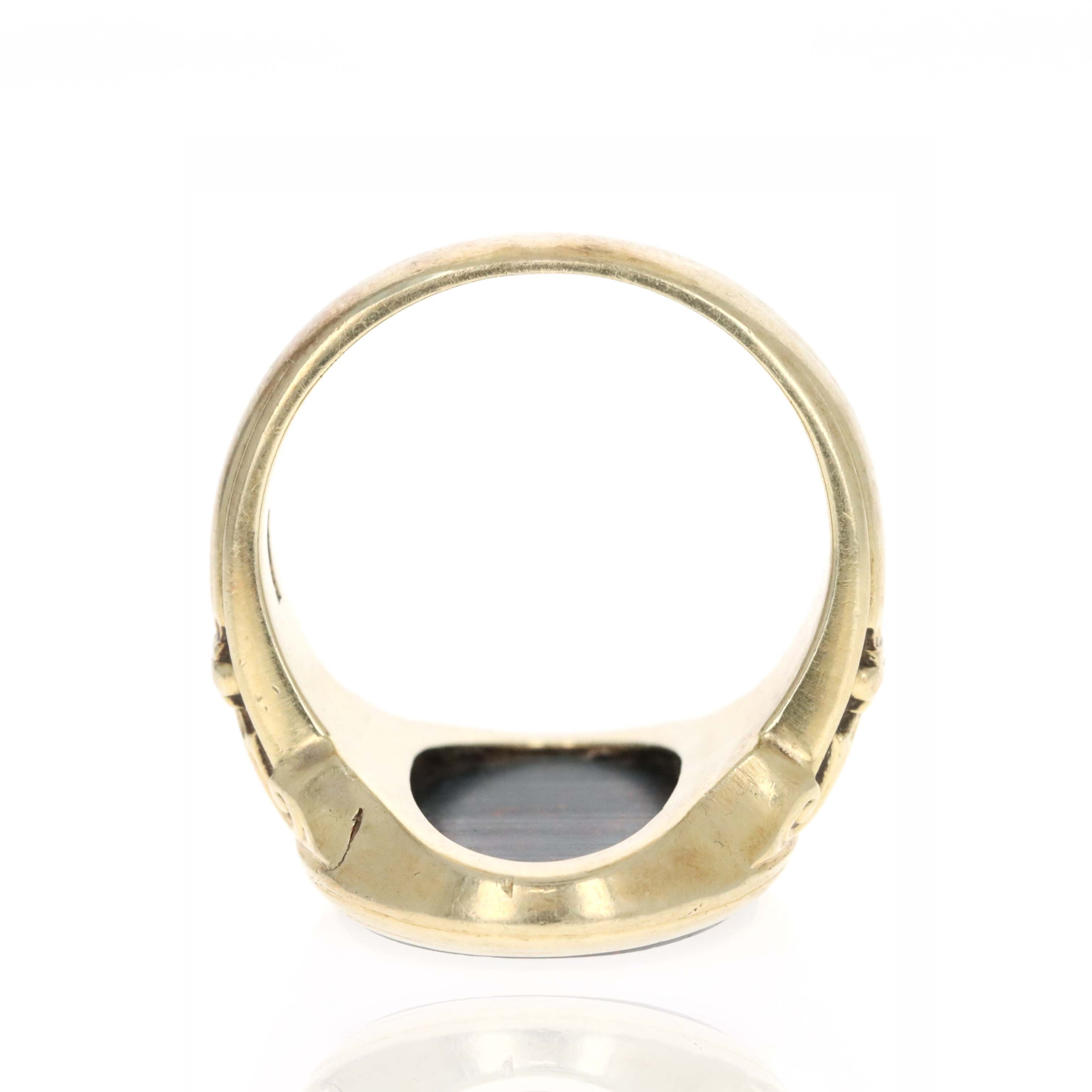 Victorian 14K Yellow Gold 4 Carat Bloodstone Ring