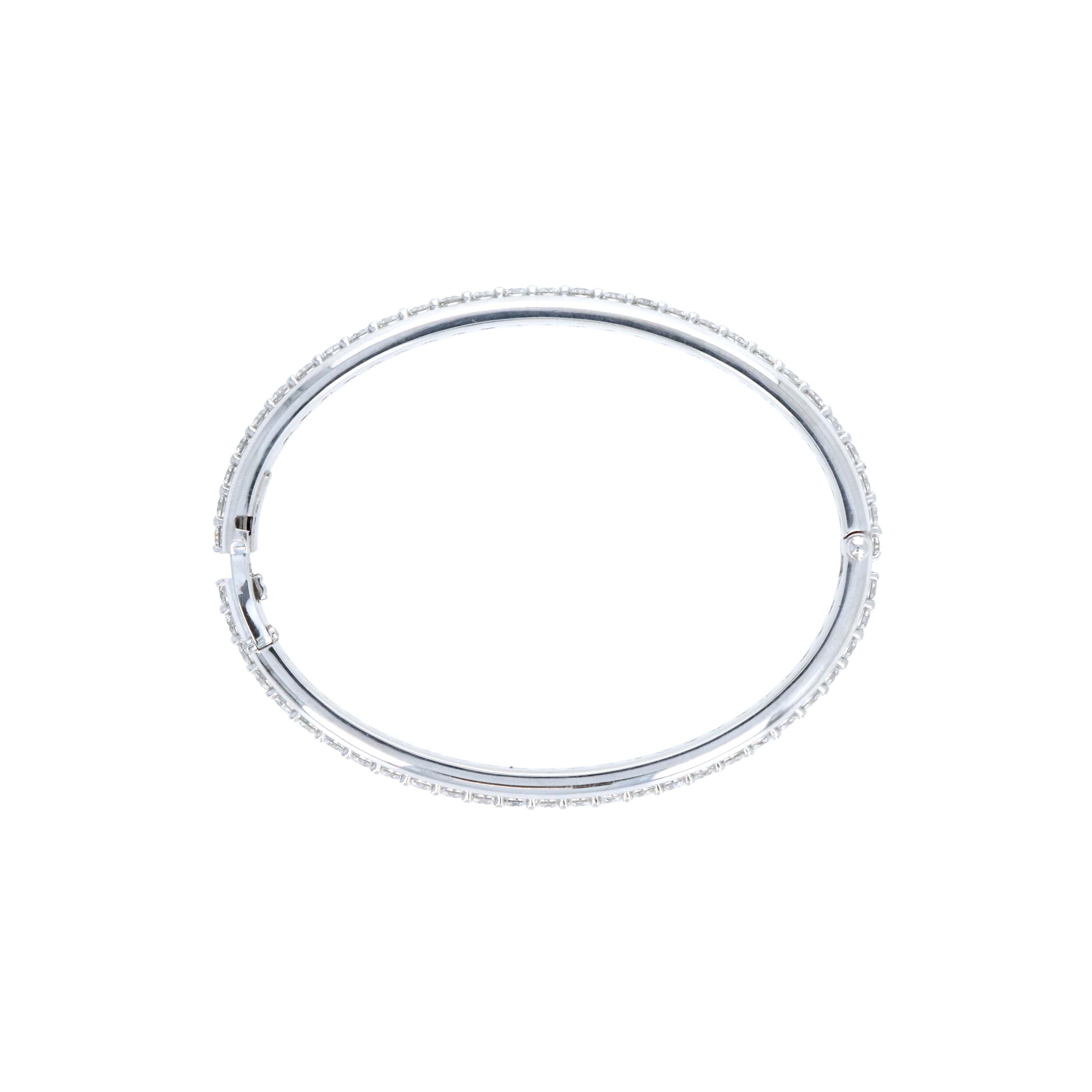 Platinum 5.6 Carat Round Brilliant Diamond Bangle Bracelet