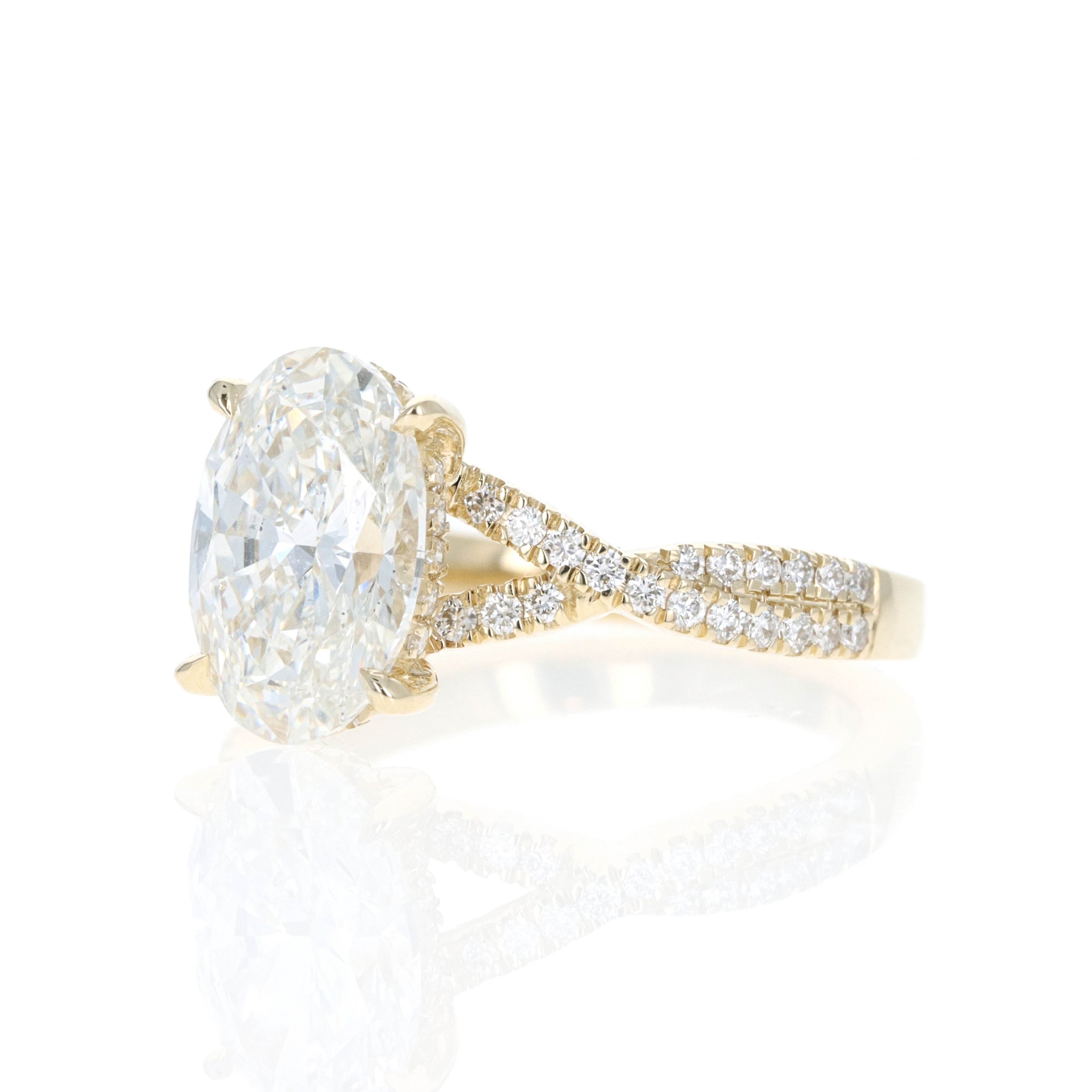 Lab Grown 3 Carat Oval Diamond Infinity Accented Engagement Ring - Queen May