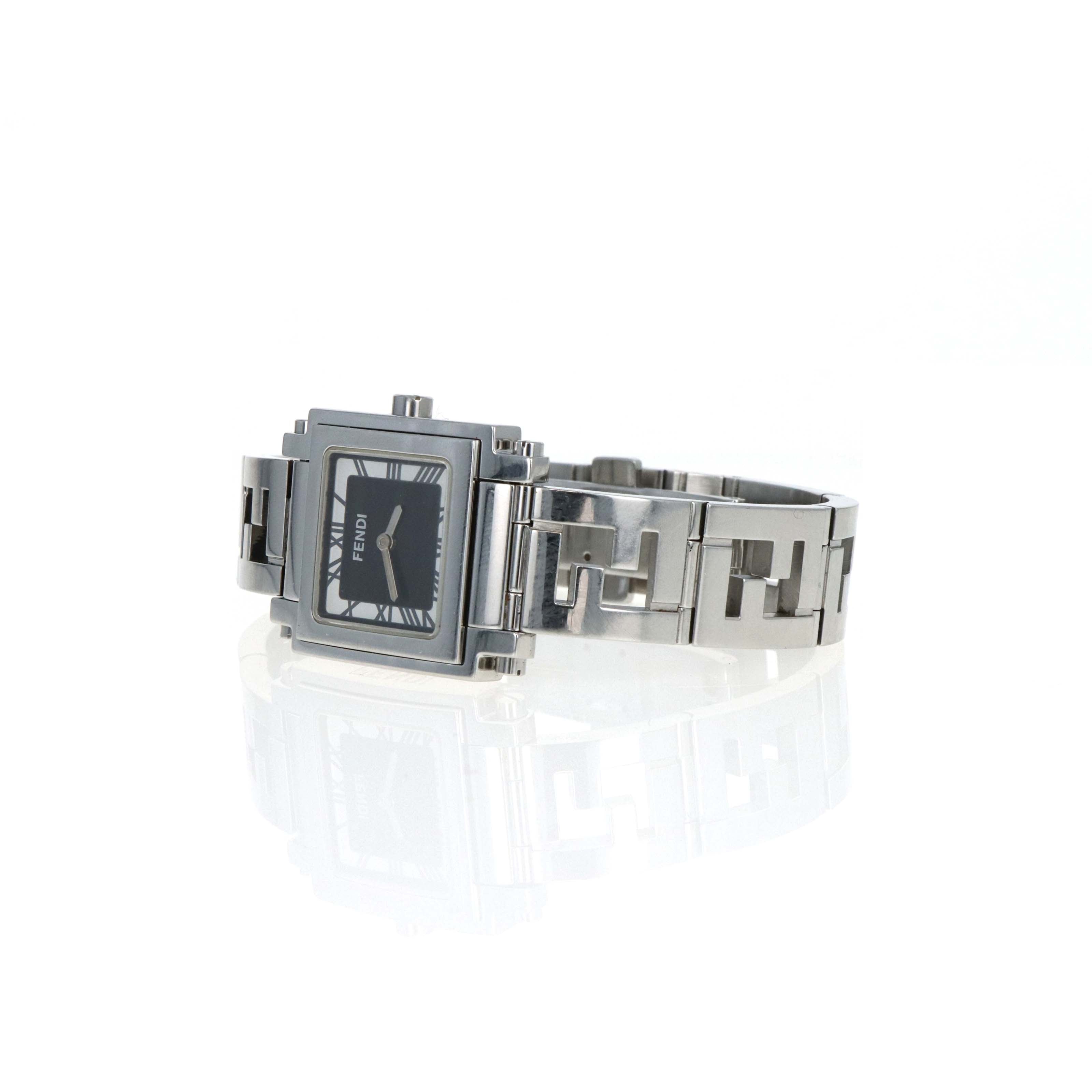 773 新品電池 FENDI 6000L 腕時計 クォーツ オロロジ スクエア Fendi 6000L Quadro Stainless Steel Quartz Movement Watch | QUEEN MAY